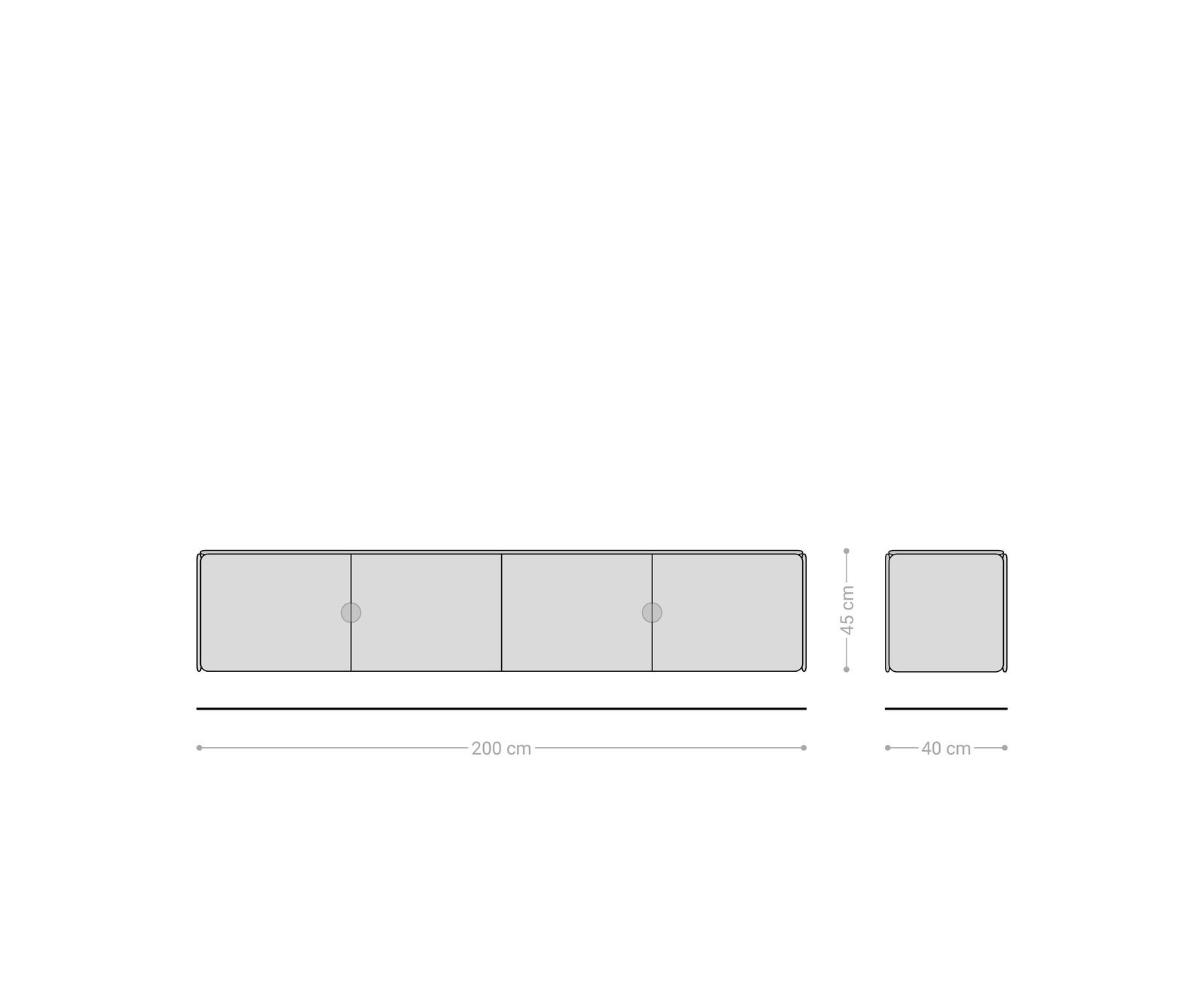Meuble-TV Shavani 200 cm acacia naturel 4 portes flottantes 9