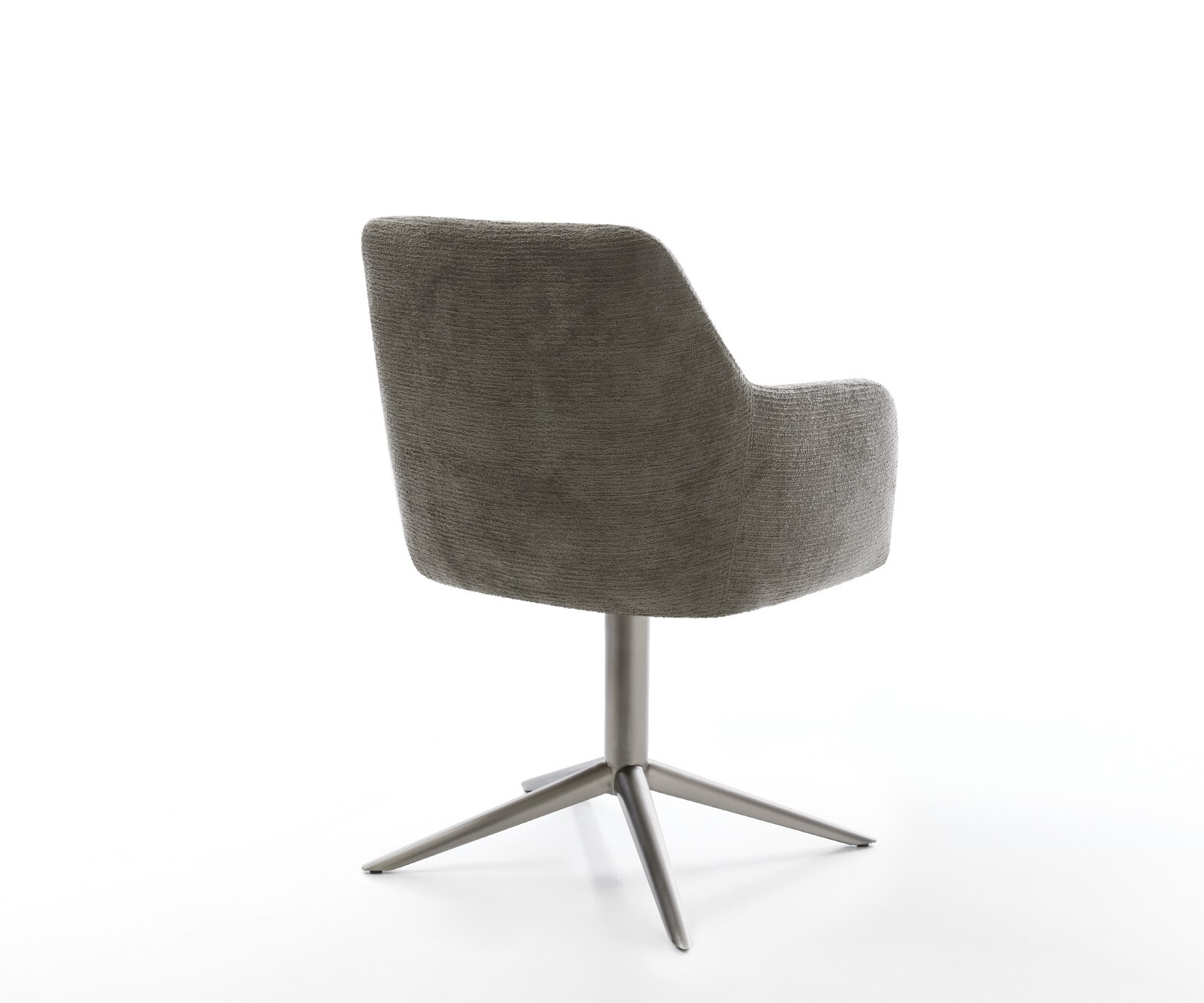 Chaise-pivotante Greg-Flex bouclé doux couleur boue pied de chaise 4 branches grafiete pivotement sur 360° fonction bascule resorts ensachés 5