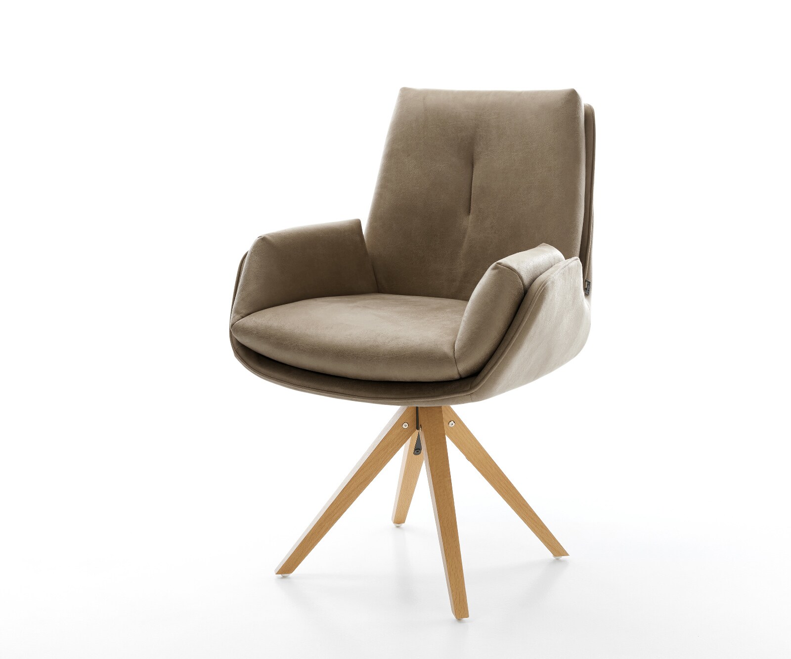 Chaise-pivotante Clea-Flex microfibre beige vintage pied en bois angulaire naturel pivotement sur 180° 1