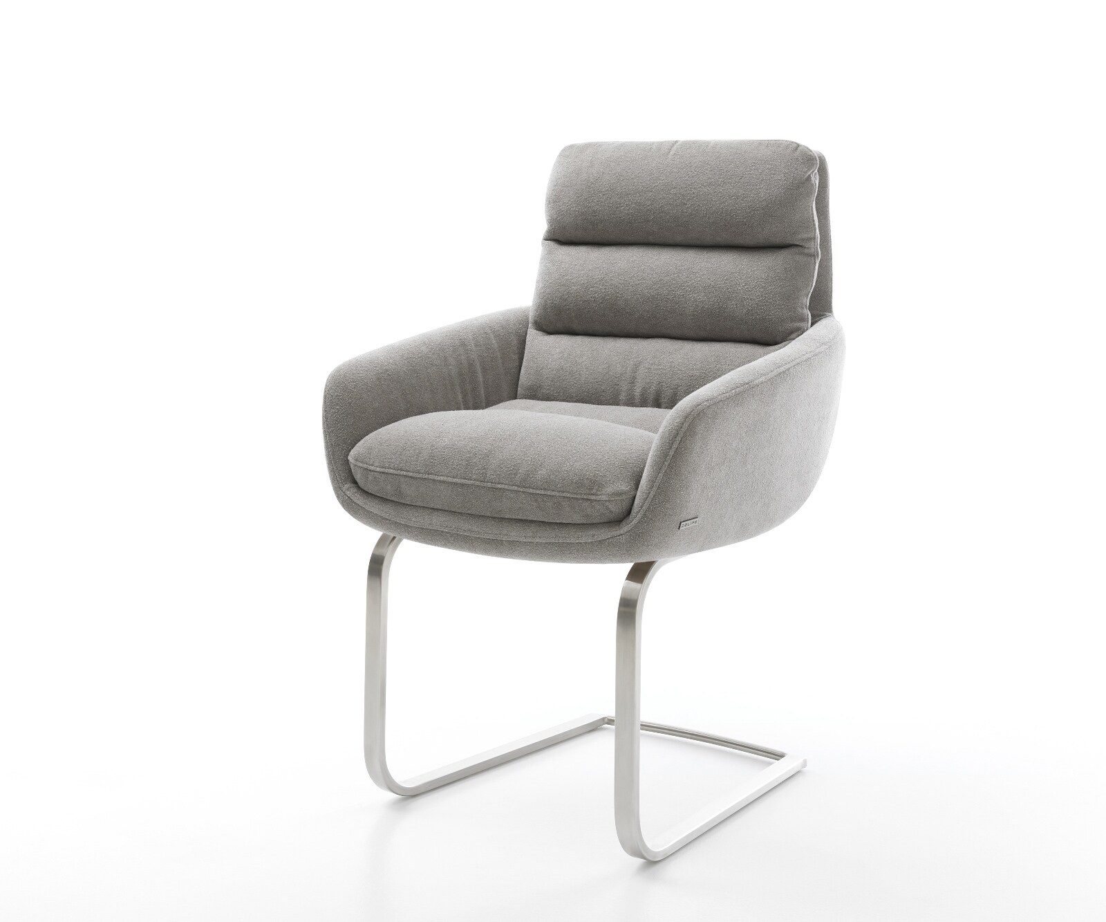 Cantilever Abelia-Flex avec accoudoirs tissu structuré doux gris pied cantilever plat acier inoxydable 1