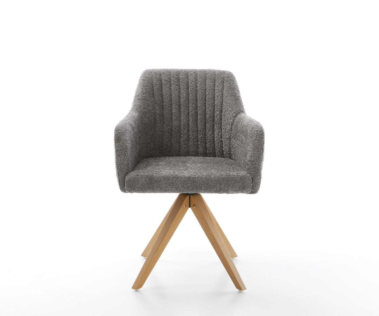 Esszimmerstuhl Greg-Flex Bouclé Grau Holzgestell kantig Natur Taschenfederkern 2