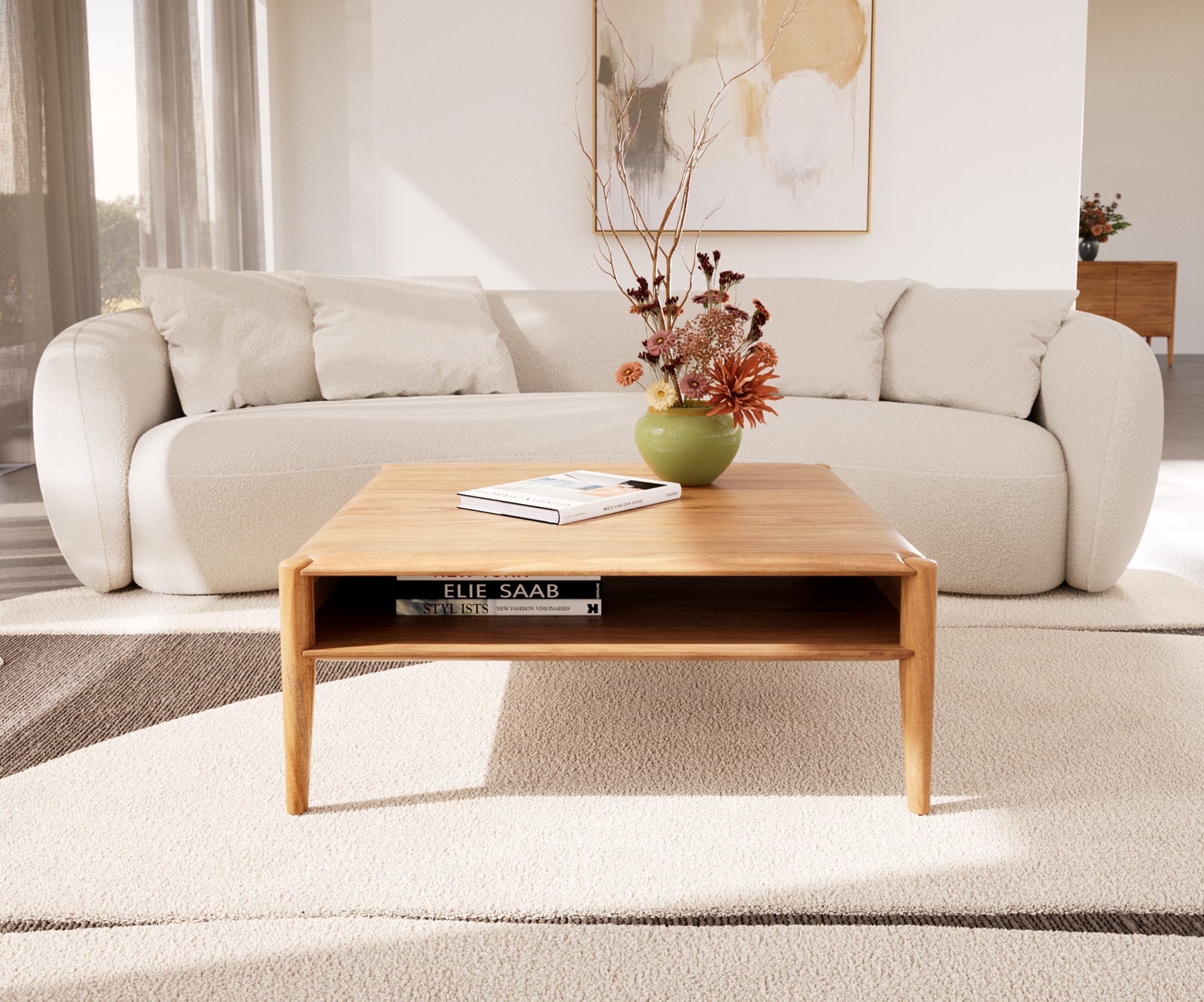 Couchtisch Simcha 90x90 cm Akazie Natur 1 Fach 2