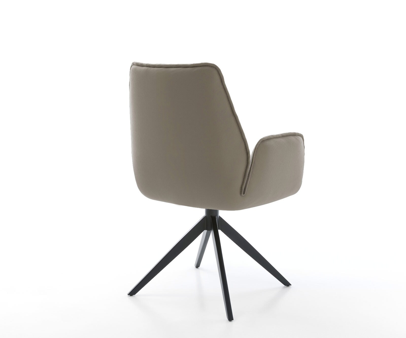 Chaise-de-salle-à-manger Zoa-Flex cuir de vache couleur boue pied croisé large noir ressorts ensachés 4