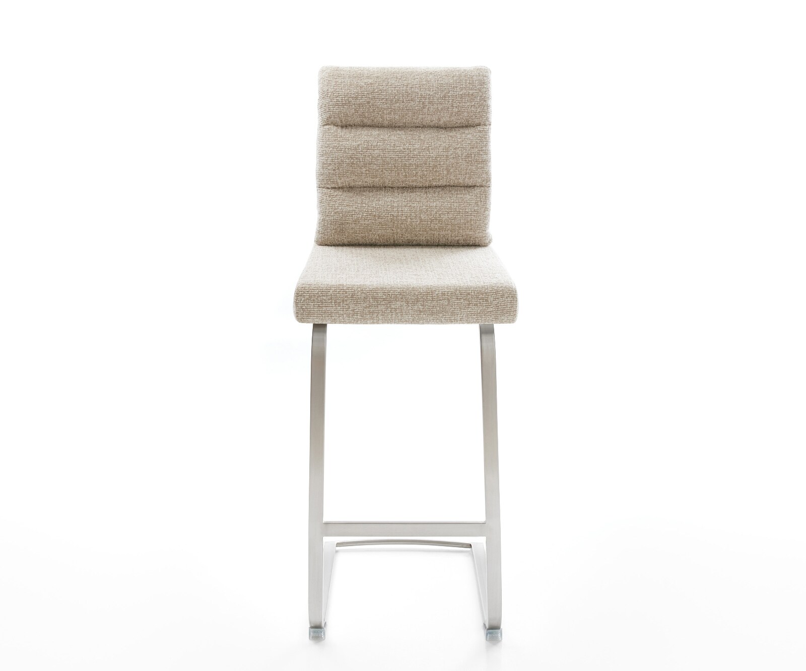 Chaise-de-bar Pela-Flex Tissu tissé doux Beige Pied cantilever acier inoxydable Argent 2
