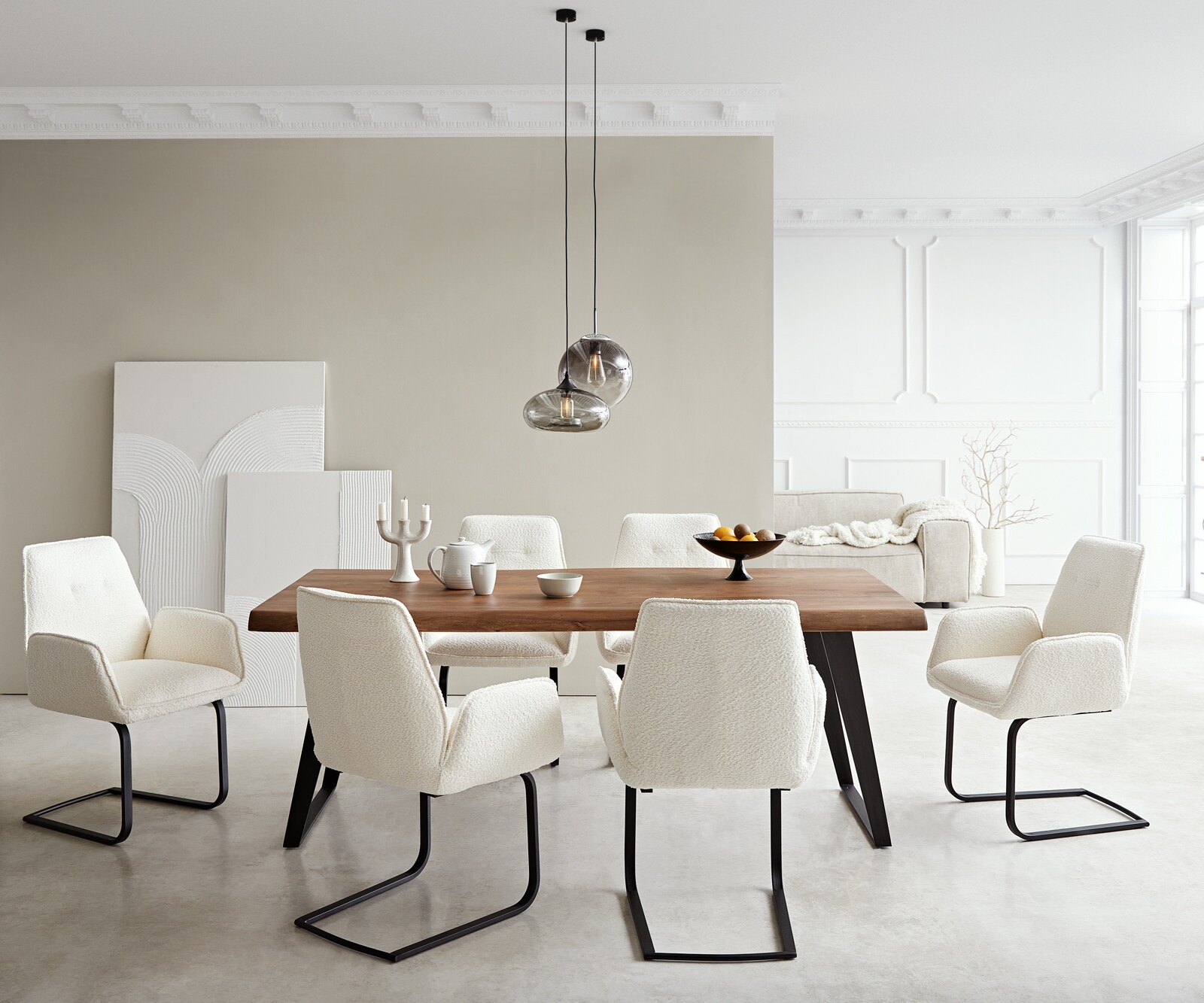 Freischwinger Zoa-Flex Bouclé Weiß Freischwinger flach Schwarz Taschenfederkern 3 Freischwinger Zoa-Flex Bouclé Weiß Freischwinger flach Schwarz Taschenfederkern 3