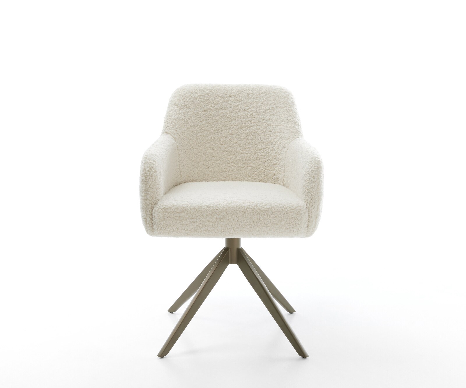 Drehstuhl Greg-Flex Teddystoff Beige Kreuzgestell breit Effektfinish Titan 360° drehbar Wippfunktion Taschenfederkern 1