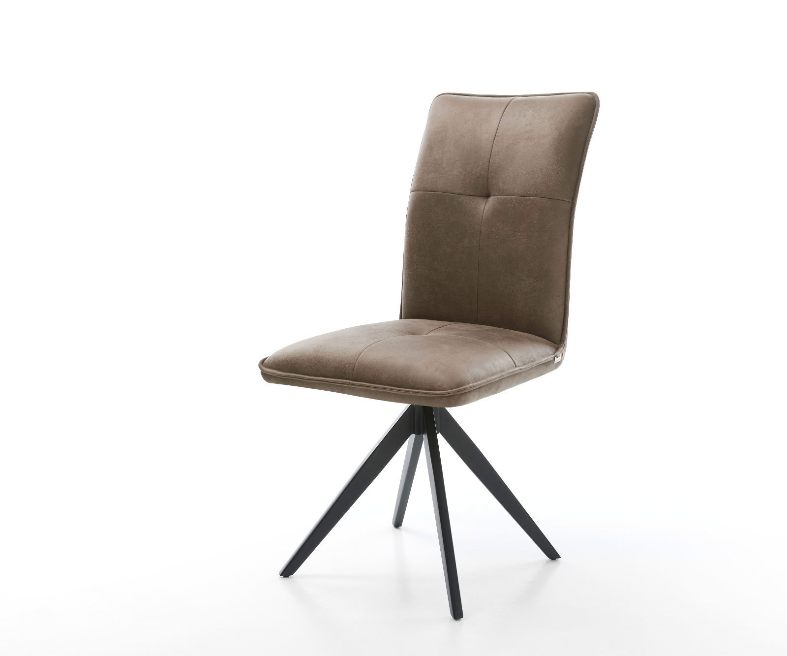 Chaise-de-salle-à-manger Maddy-Flex microvelours taupe vintage pied croisé angulaire noir Chaise-de-salle-à-manger Maddy-Flex microvelours taupe vintage pied croisé angulaire noir