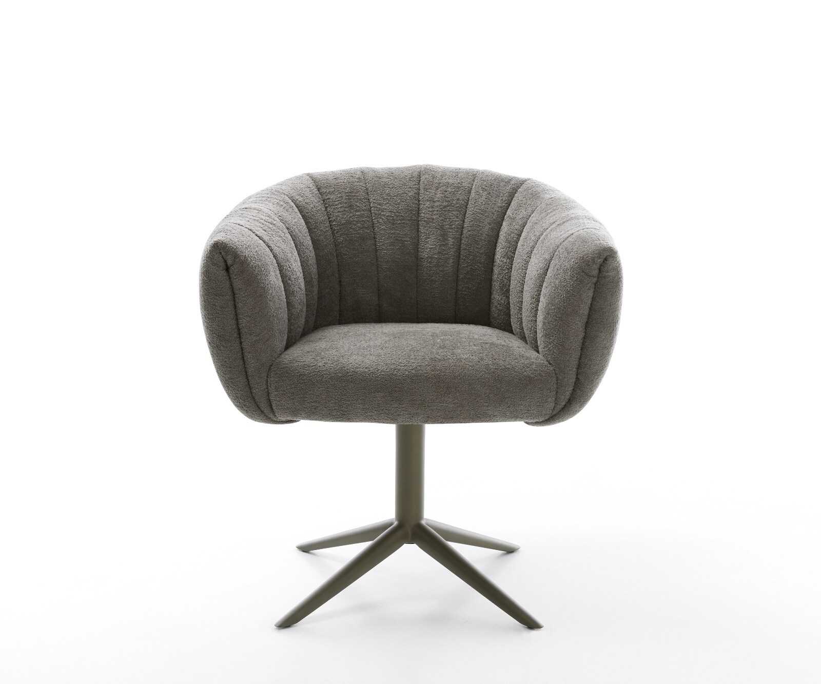 Chaise-pivotante Jada-Flex bouclé doux couleur boue pied croisé angulaire aspect titane pivotement sur 360° fonction bascule ressorts ensachés 2