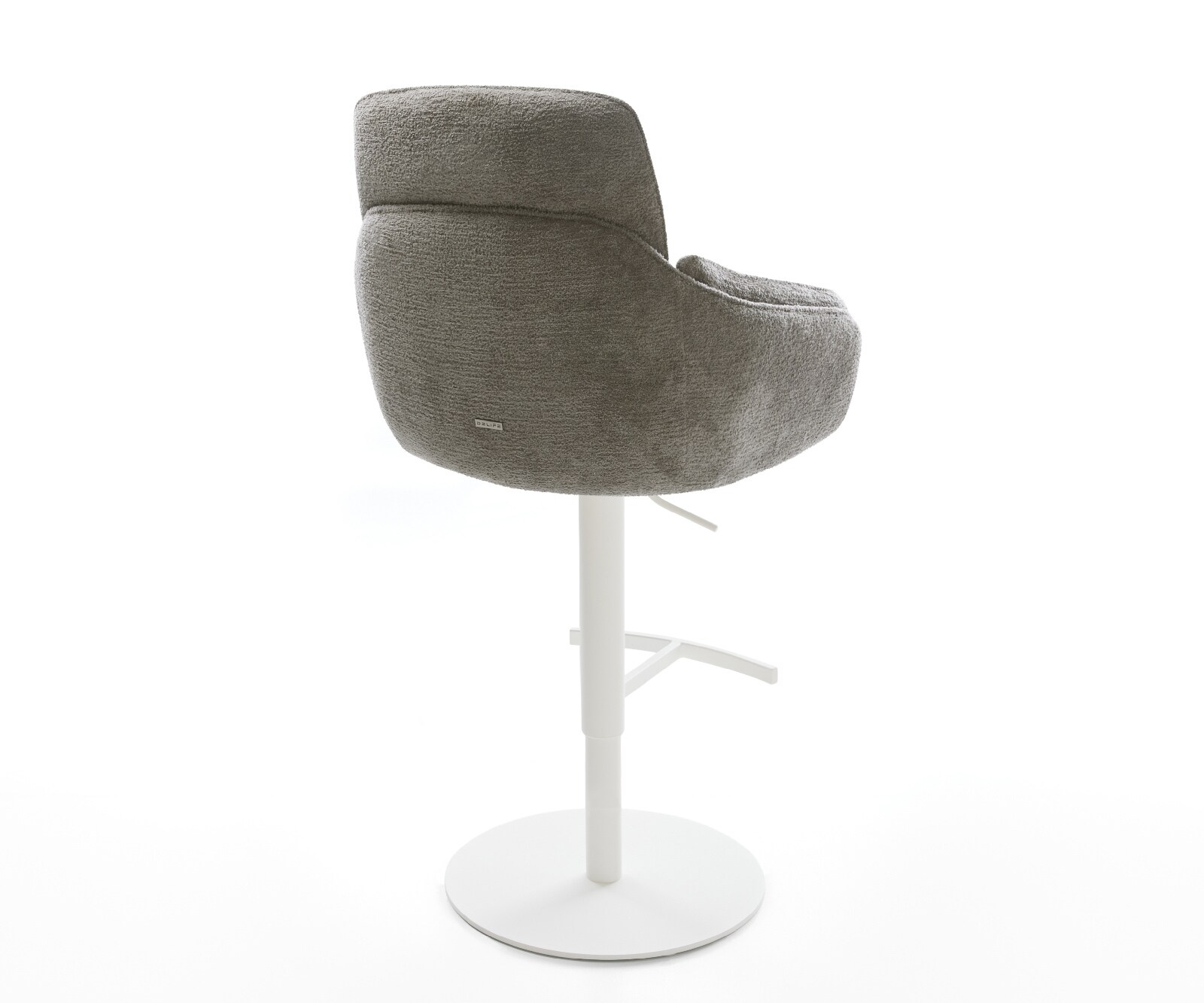 Barstuhl Luan-Flex Bouclé Soft Schlamm Drehfuß höhenverstellbar Metall Weiß 5