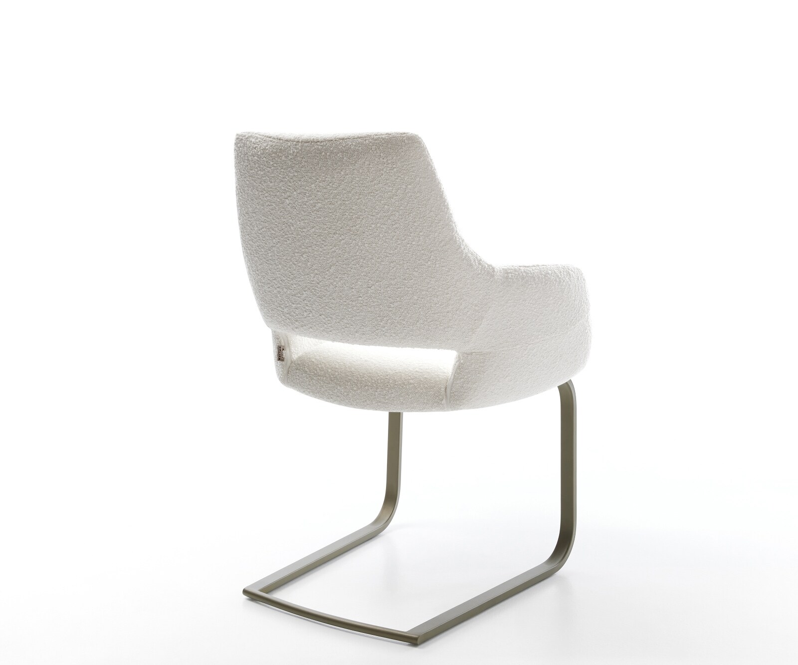 Cantilever Yago-Flex avec accoudoirs bouclé crème-blanc pied cantilever plat aspect titane ressorts ensachés 4