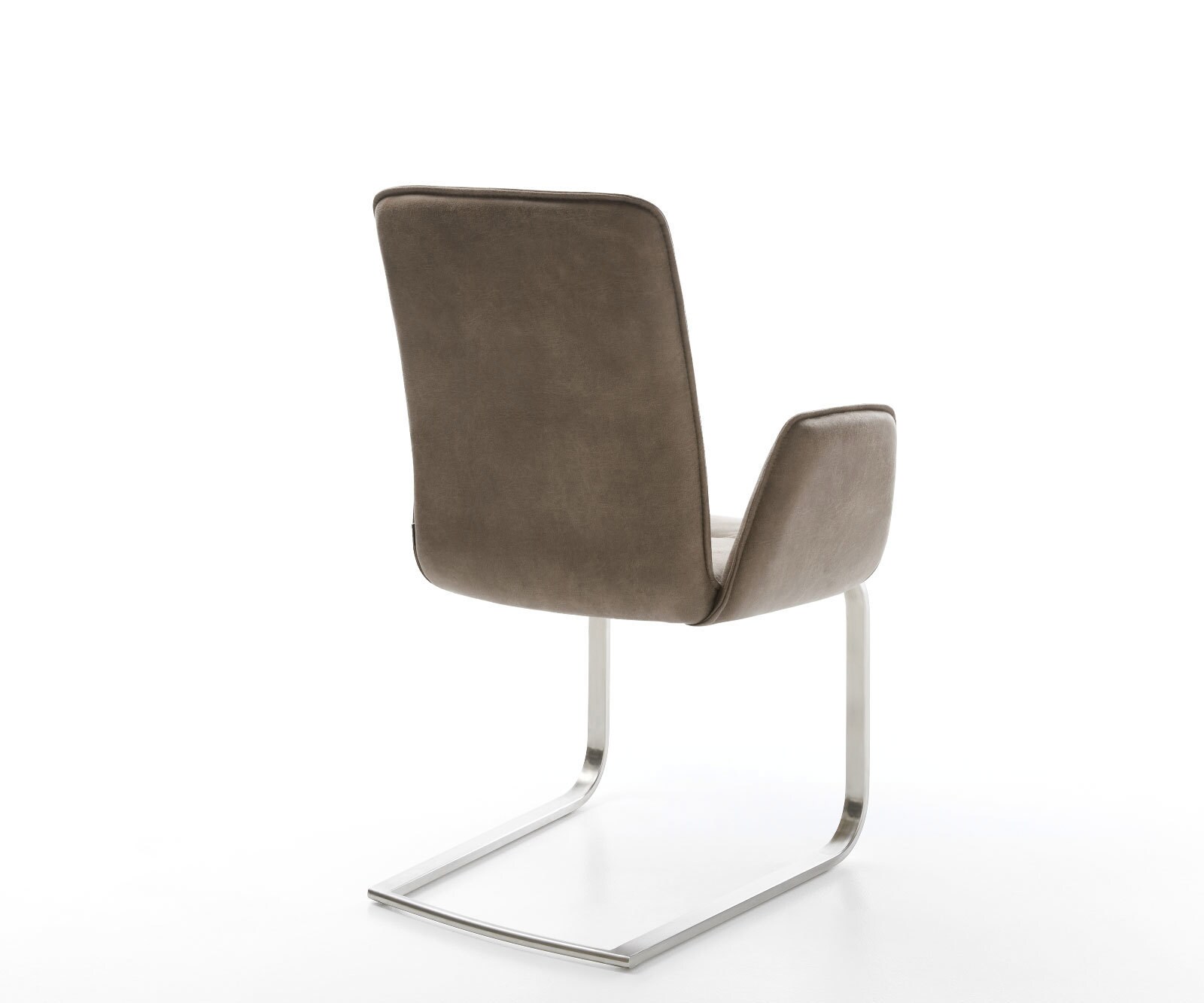 Cantilever Vinja-Flex microvelours taupe vintage pied cantilever plat acier inoxydable brossé 4