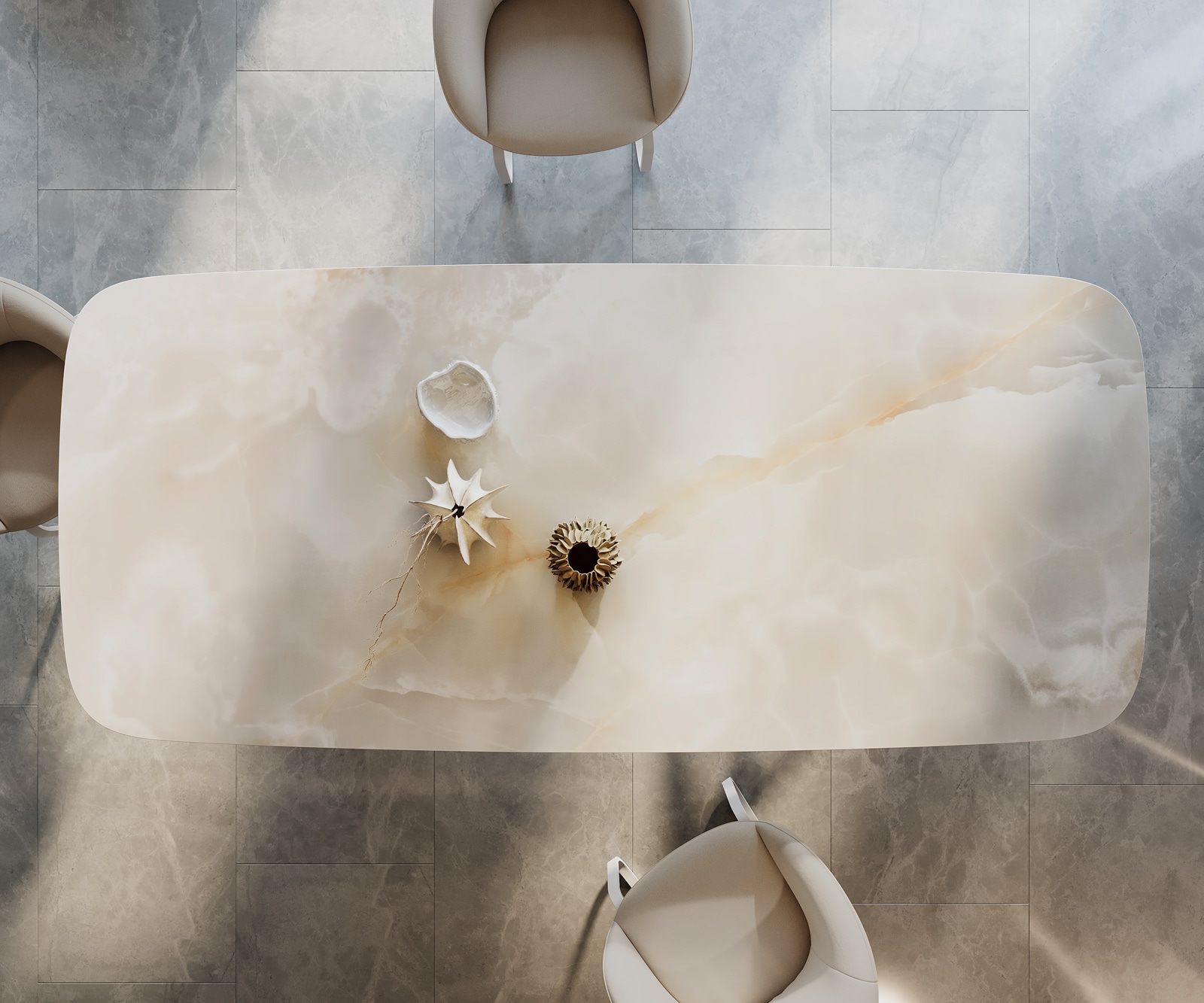 Table à manger Edge Boot 270x120 Céramique Iris FMG Onice Grigio Estelar rond Métal Blanc 5 Table à manger Edge Boot 270x120 Céramique Iris FMG Onice Grigio Estelar rond Métal Blanc 5