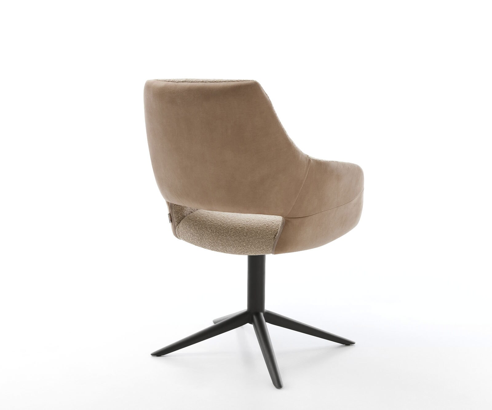 Chaise-pivotante Yago-Flex avec accoudoirs tissu mixte couleur boue pied de chaise 4 branches noir pivotement sur 360° fonction bascule ressorts ensachés 5