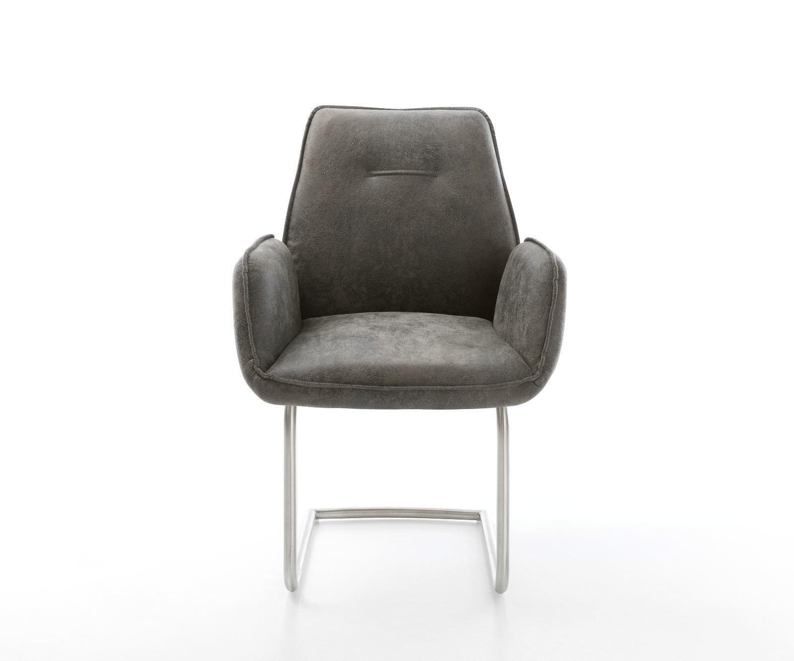 Cantilever Zoa-Flex microvelours gris antique pied cantilever rond acier inoxydable brossé ressorts ensachés 2