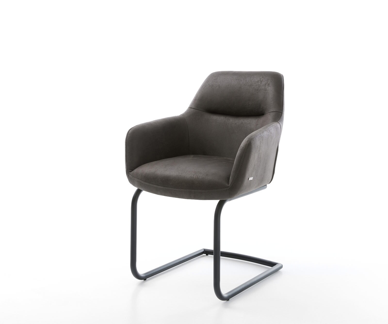 Cantilever Pejo-Flex microvelours anthracite vintage pied cantilever rond noir ressorts ensachés 1