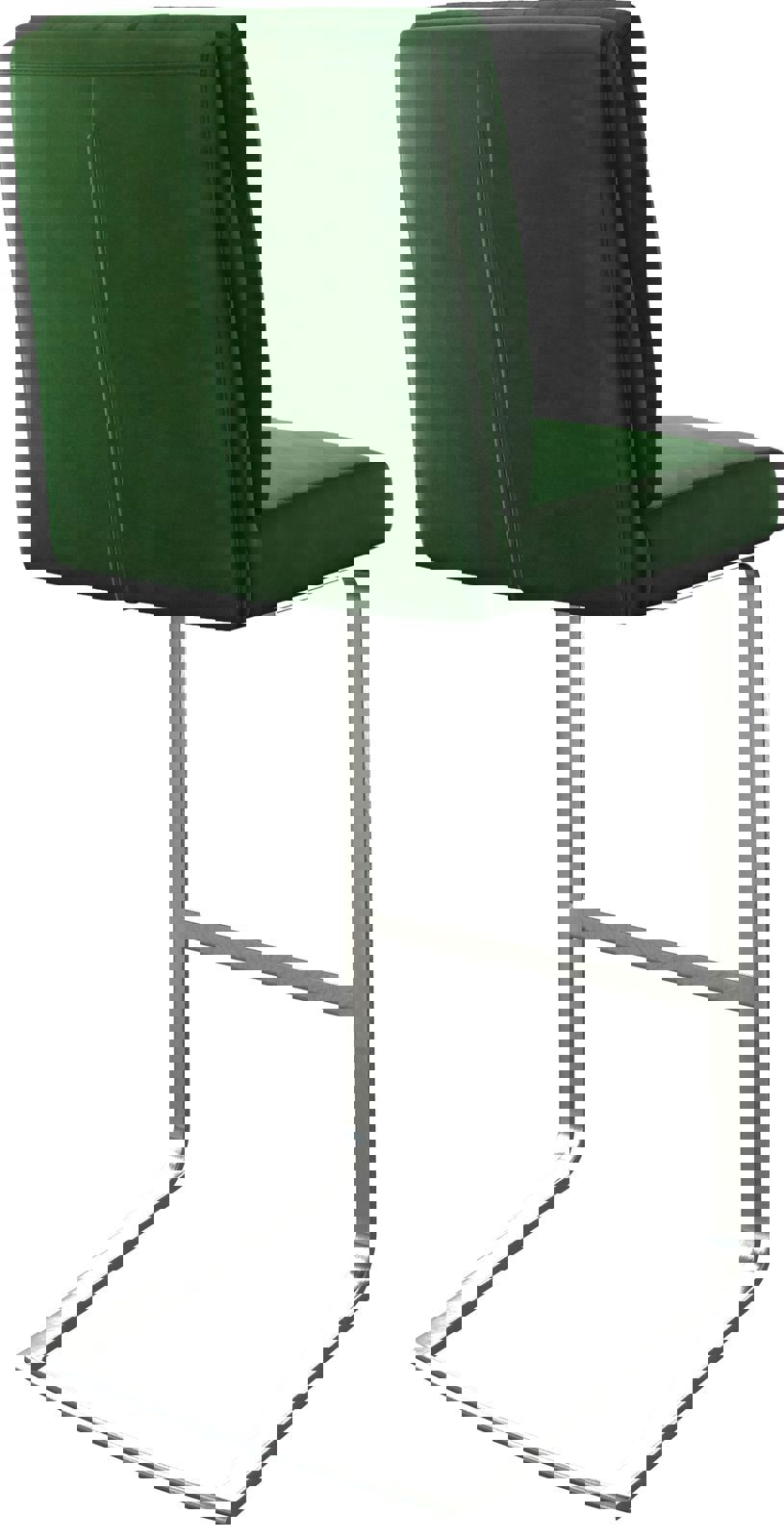 Chaise-de-bar Pela-Flex velours vert chaise cantilever acier plat inoxydable 5