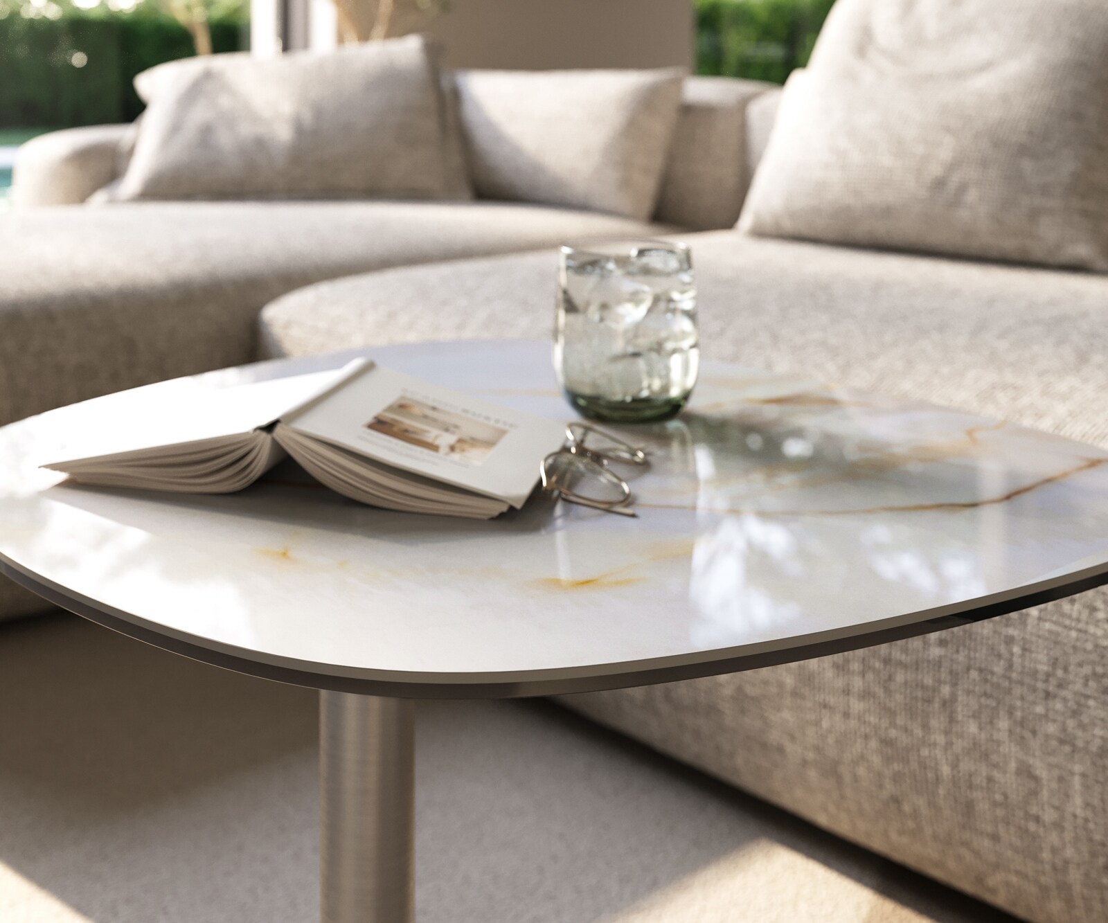 Beistelltisch Edge Boot 60x60 cm Keramik Onyx Pearl Eleny Edelstahl gebürstet 5