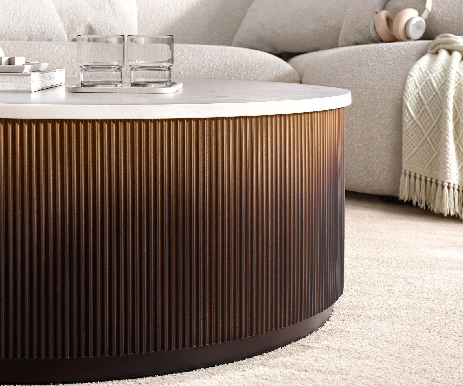 Couchtisch Fiorano 90x90 cm Marmor Weiß Metall Gold Fusion Finish 2