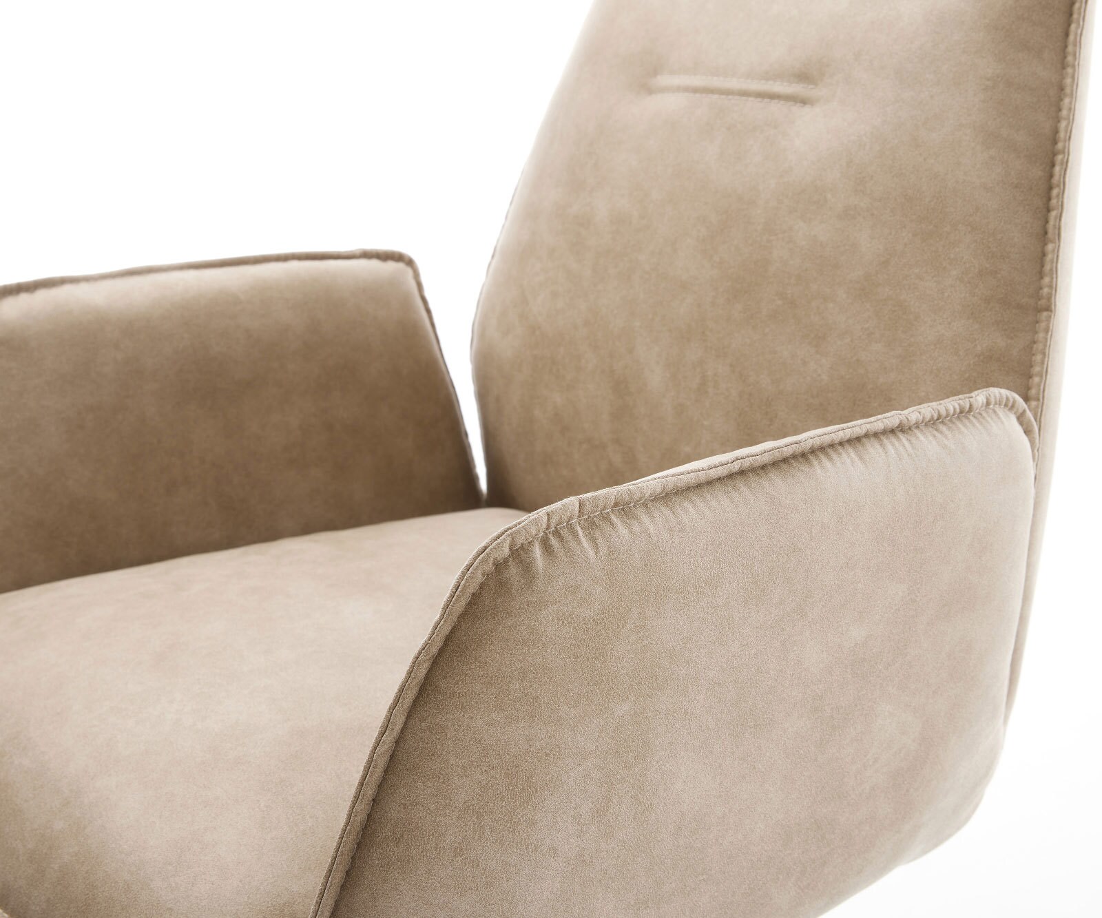 Drehstuhl Zoa-Flex Mikrofaser Beige Vintage Kreuzgestell breit Edelstahl 360° drehbar Wippfunktion Taschenfederkern 3