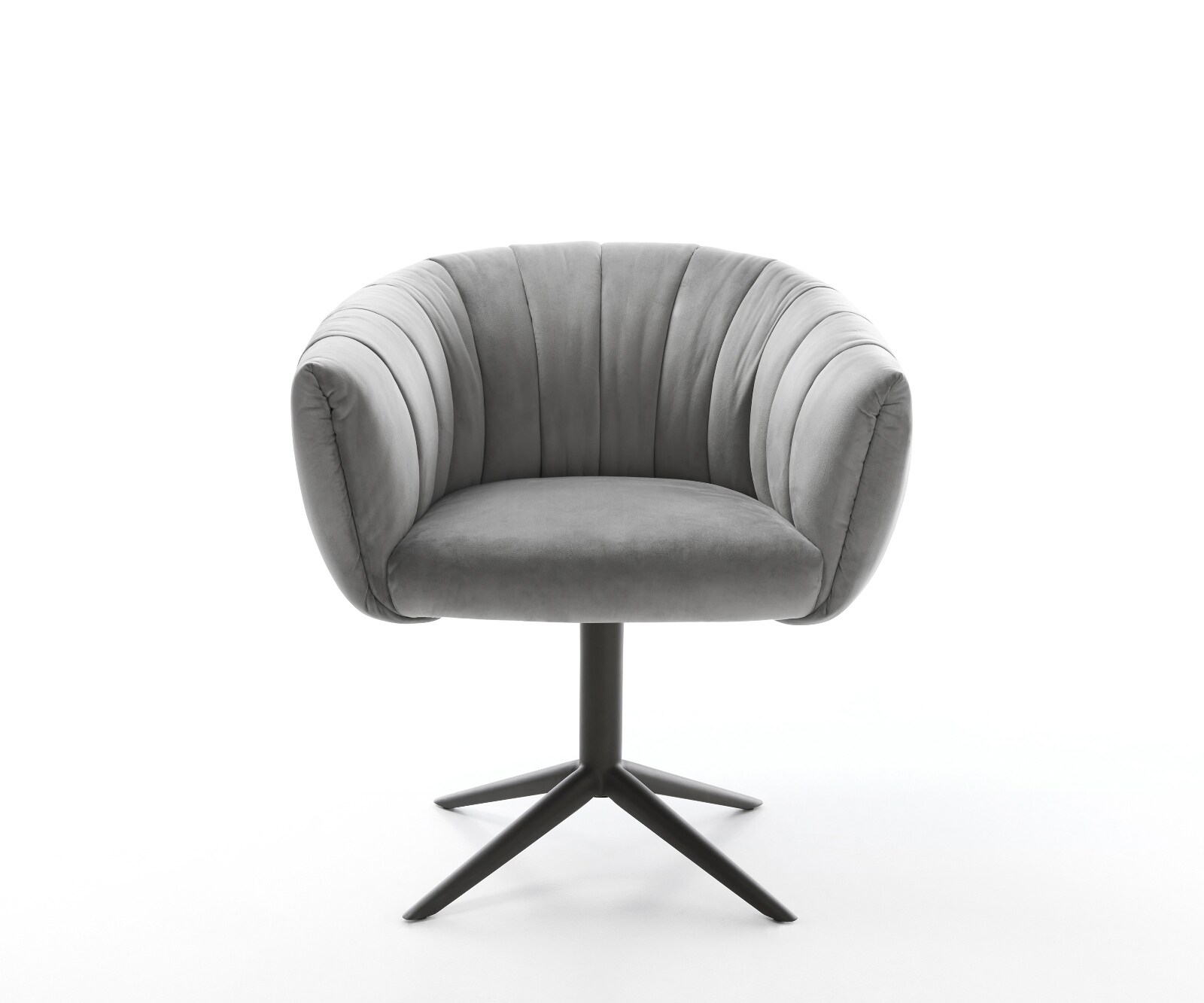 Chaise-pivotante Jada-Flex velours gris pied croisé angulaire noir pivotement sur 360° fonction bascule ressorts ensachés 2