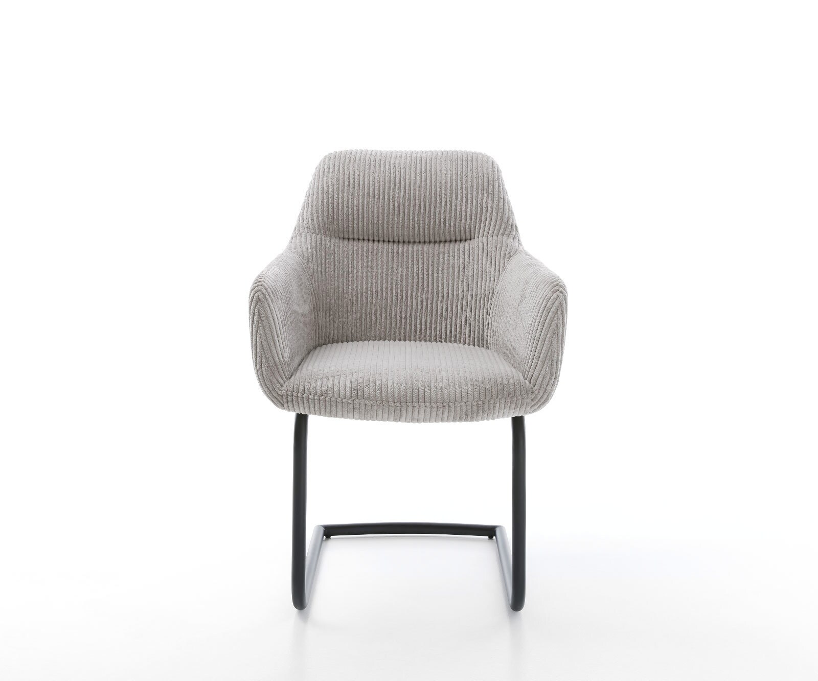 Cantilever Pejo-Flex côtelé gris argenté pied cantilever rond noir ressorts ensachés 2