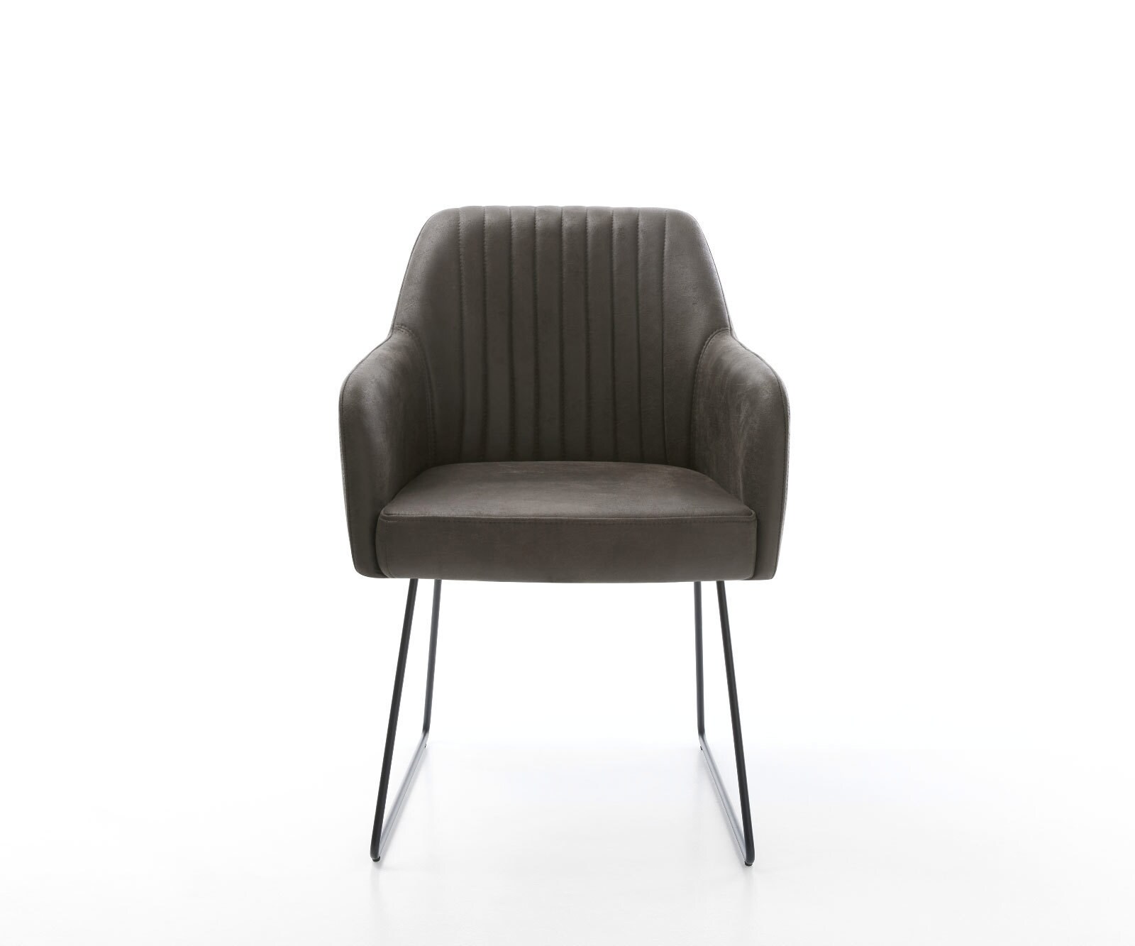 Chaise-de-salle-à-manger Greg-Flex microvelours anthracite vintage pied trapèze noir ressorts ensachés 1