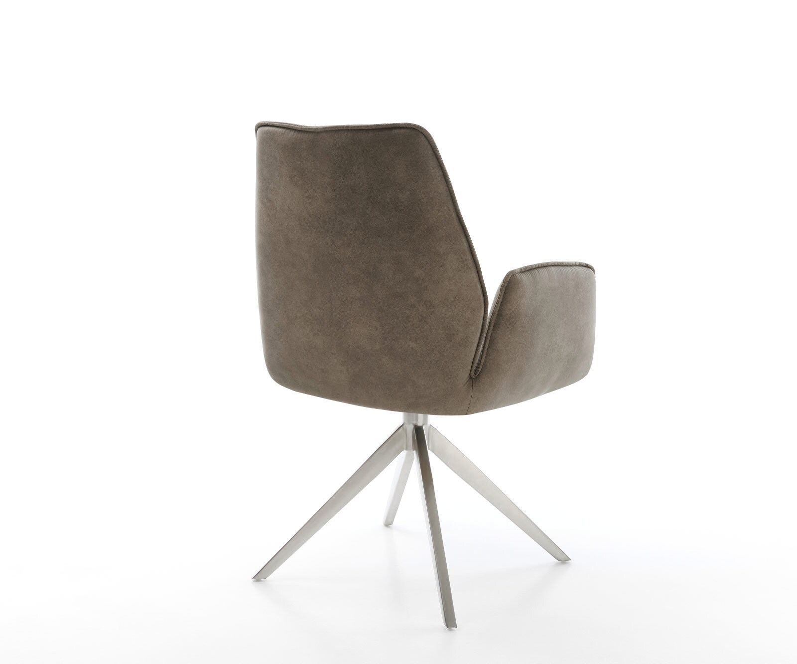 Drehstuhl Zoa-Flex Mikrofaser Taupe Vintage Kreuzgestell breit Edelstahl 360° drehbar Wippfunktion Taschenfederkern 4