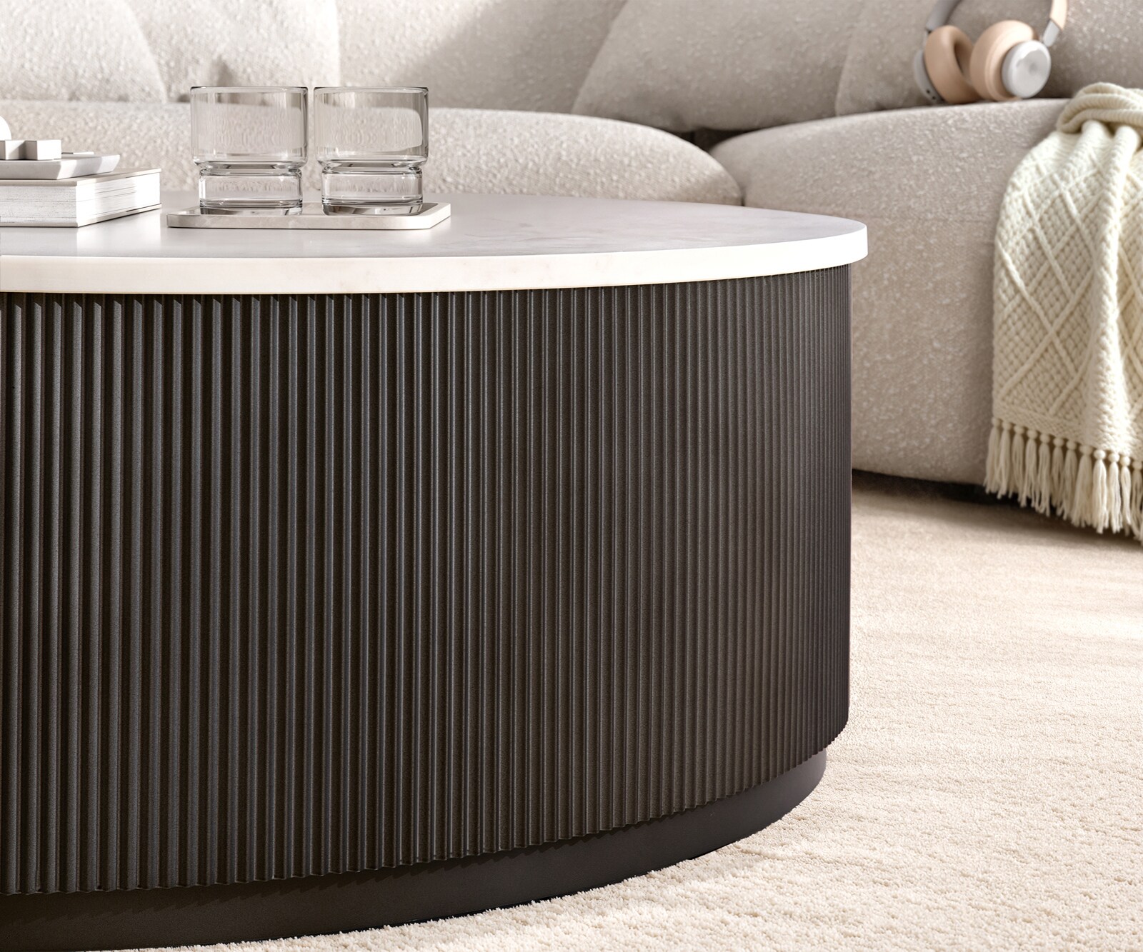 Couchtisch Fiorano 90x90 cm Marmor Weiß Metall Silber Fusion Finish 2