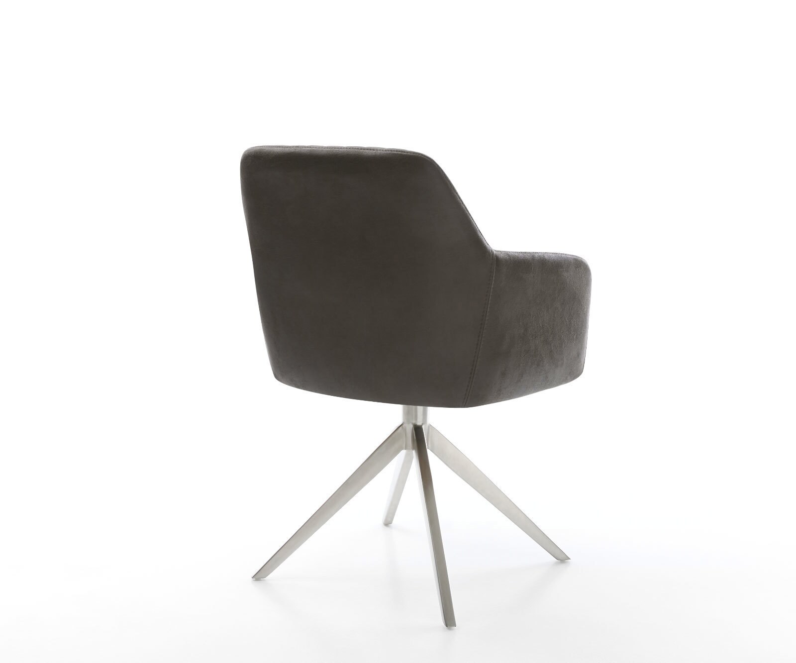 Chaise-de-salle-à-manger Greg-Flex microvelours anthracite vintage pied croisé large acier inoxydable brossé ressorts ensachés 4
