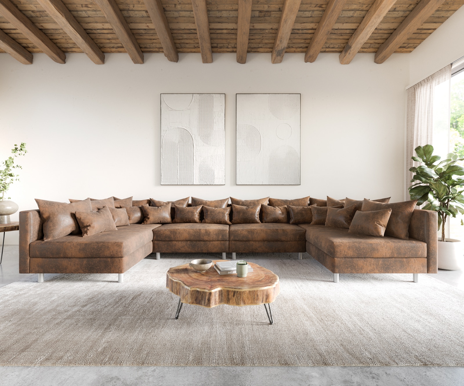 Wohnlandschaft Clovis XL Braun Antik Optik Modulsofa 1 Wohnlandschaft Clovis XL Braun Antik Optik Modulsofa 1