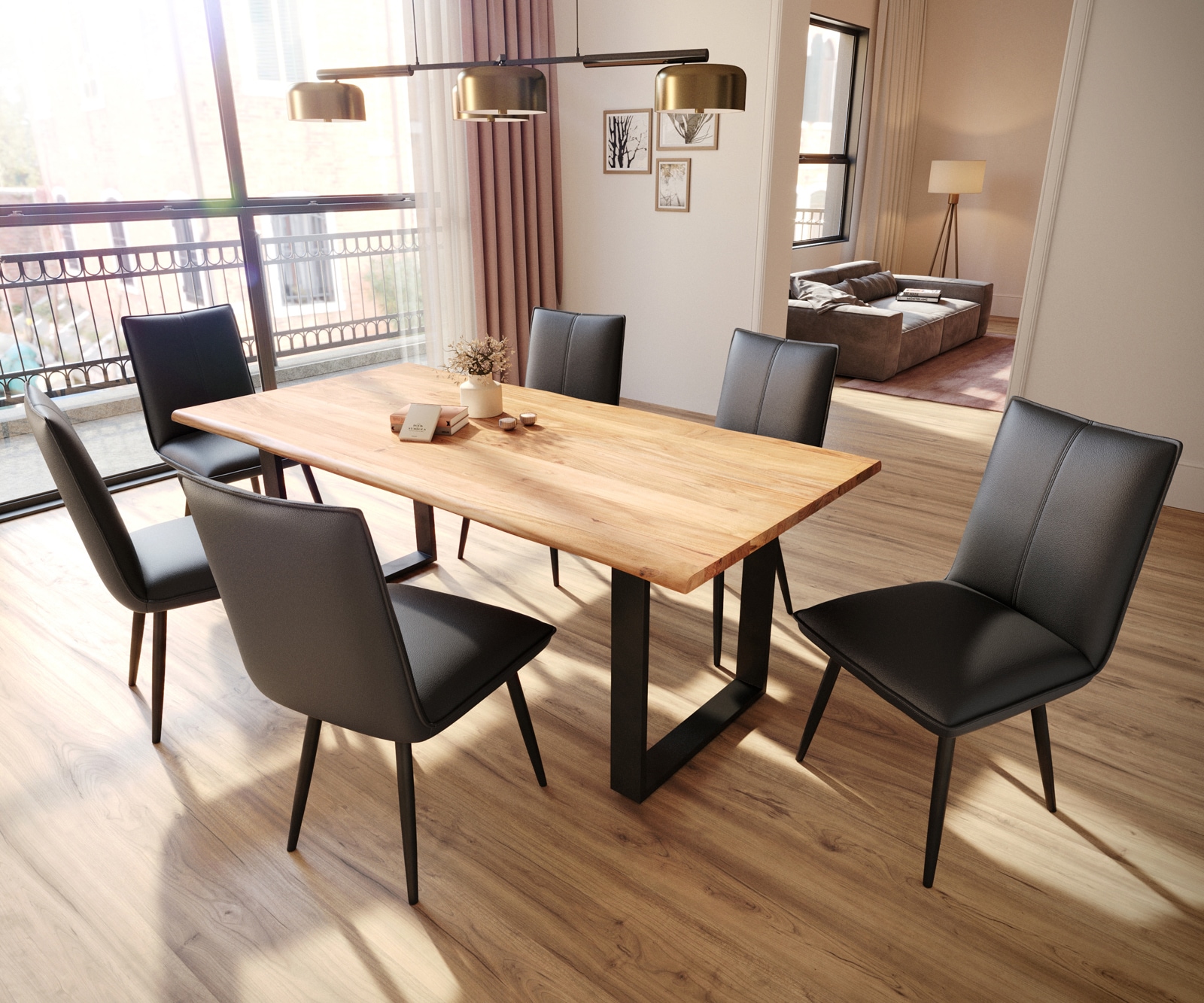 Esszimmerstuhl Lelio-Flex Echt-Leder Schwarz 4-Fuß konisch Schwarz Taschenfederkern 3 Esszimmerstuhl Lelio-Flex Echt-Leder Schwarz 4-Fuß konisch Schwarz Taschenfederkern 3