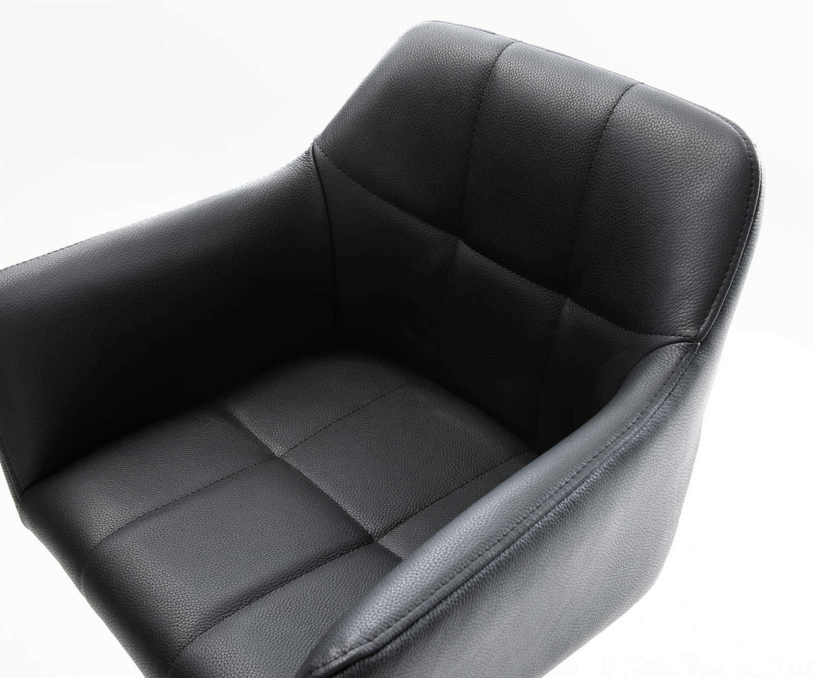 Barstuhl Yulo-Flex Echt-Leder Schwarz Freischwinger flach Edelstahl 3