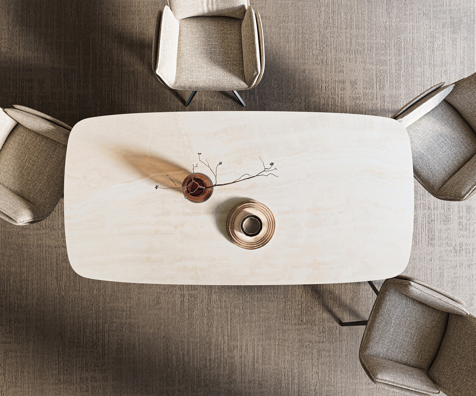 Esstisch Edge Boot 200x100 cm Keramik Onyx Champagne Spider Flachstahl Schwarz 5