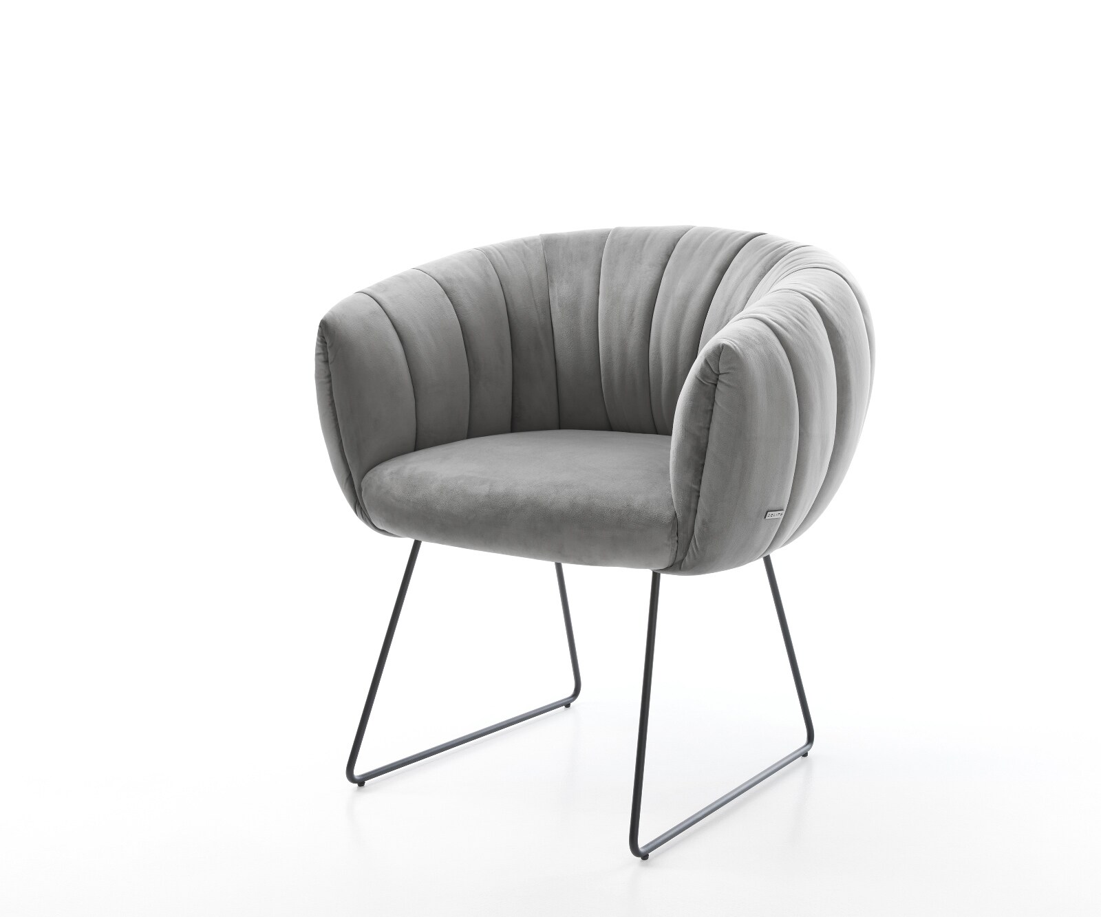 Esszimmerstuhl Jada-Flex Samt Grau Kufengestell Schwarz Taschenfederkern