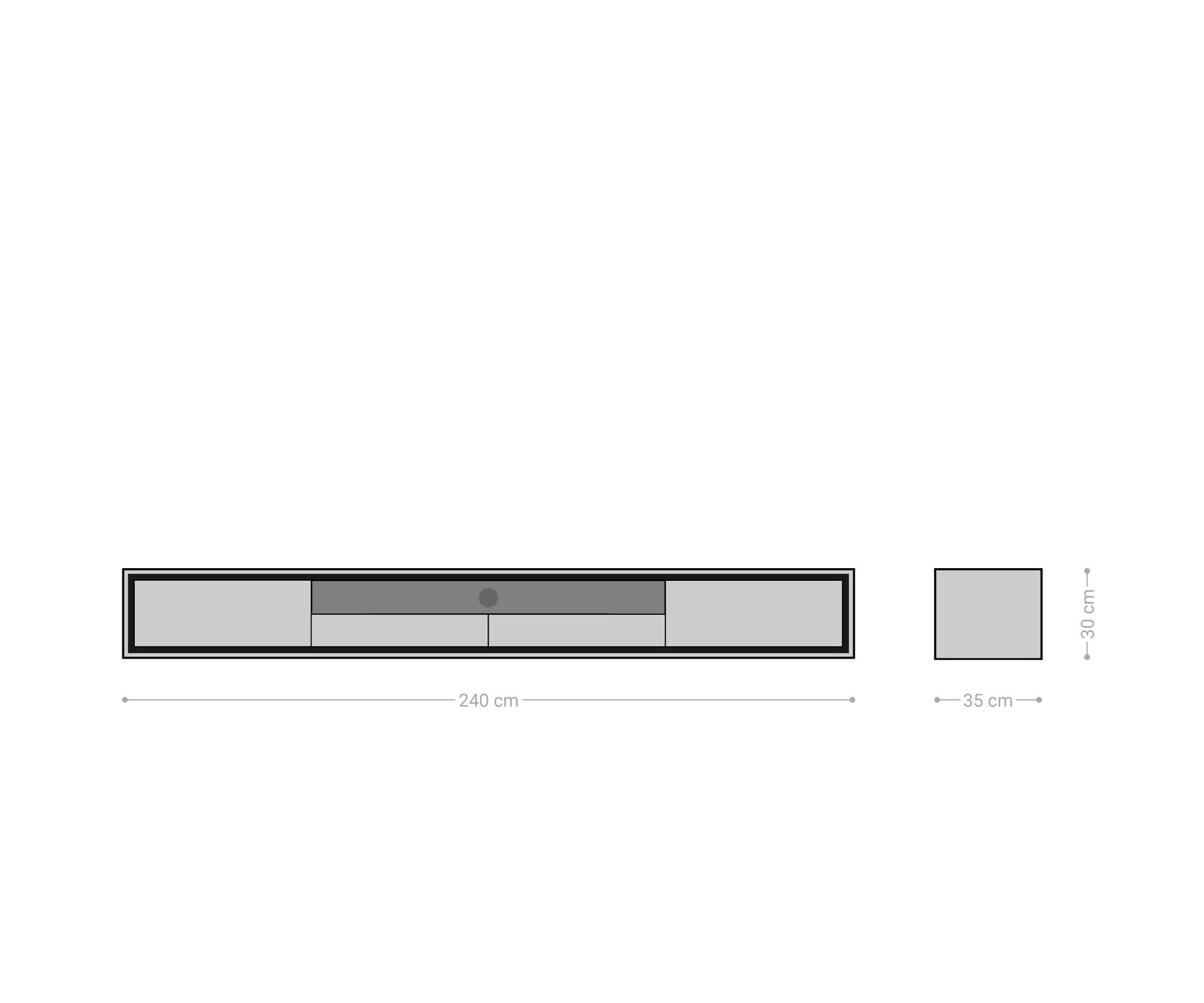 Lowboard Stonegrace 240 cm Akazie Braun 2 Türen 2 Schubladen 1 Fach Steinfurnier Schwebend 5