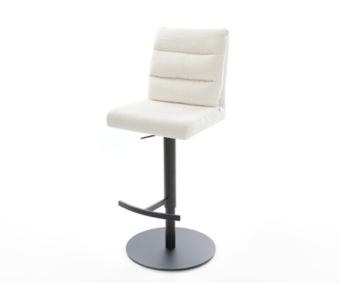 Barstuhl Pela-Flex Bouclé Soft Beige Drehfuß höhenverstellbar Metall Schwarz
