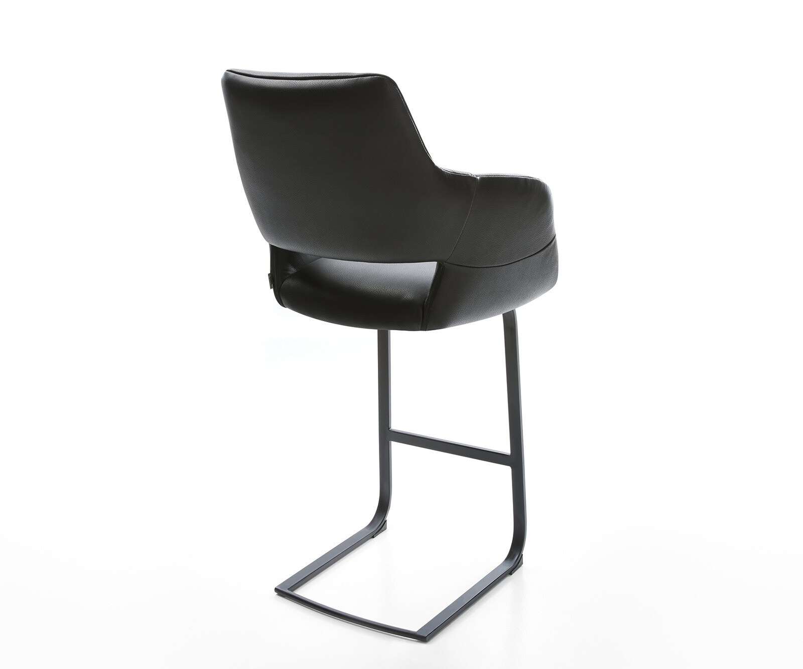 Barstuhl Yago-Flex Echt-Leder Schwarz Freischwinger flach Metall Schwarz Taschenfederkern 4
