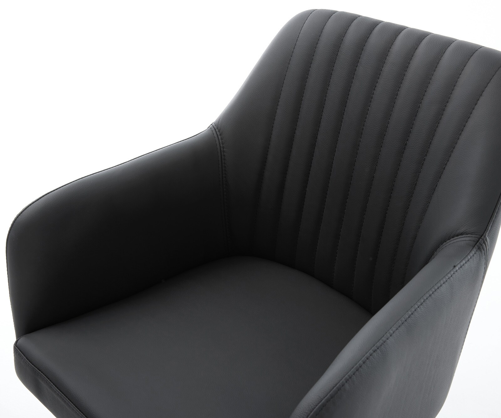 Chaise-pivotante Greg-Flex cuir de vache noir pied croisé large grafiete pivotement sur 360° fonction bascule ressorts ensachés 3