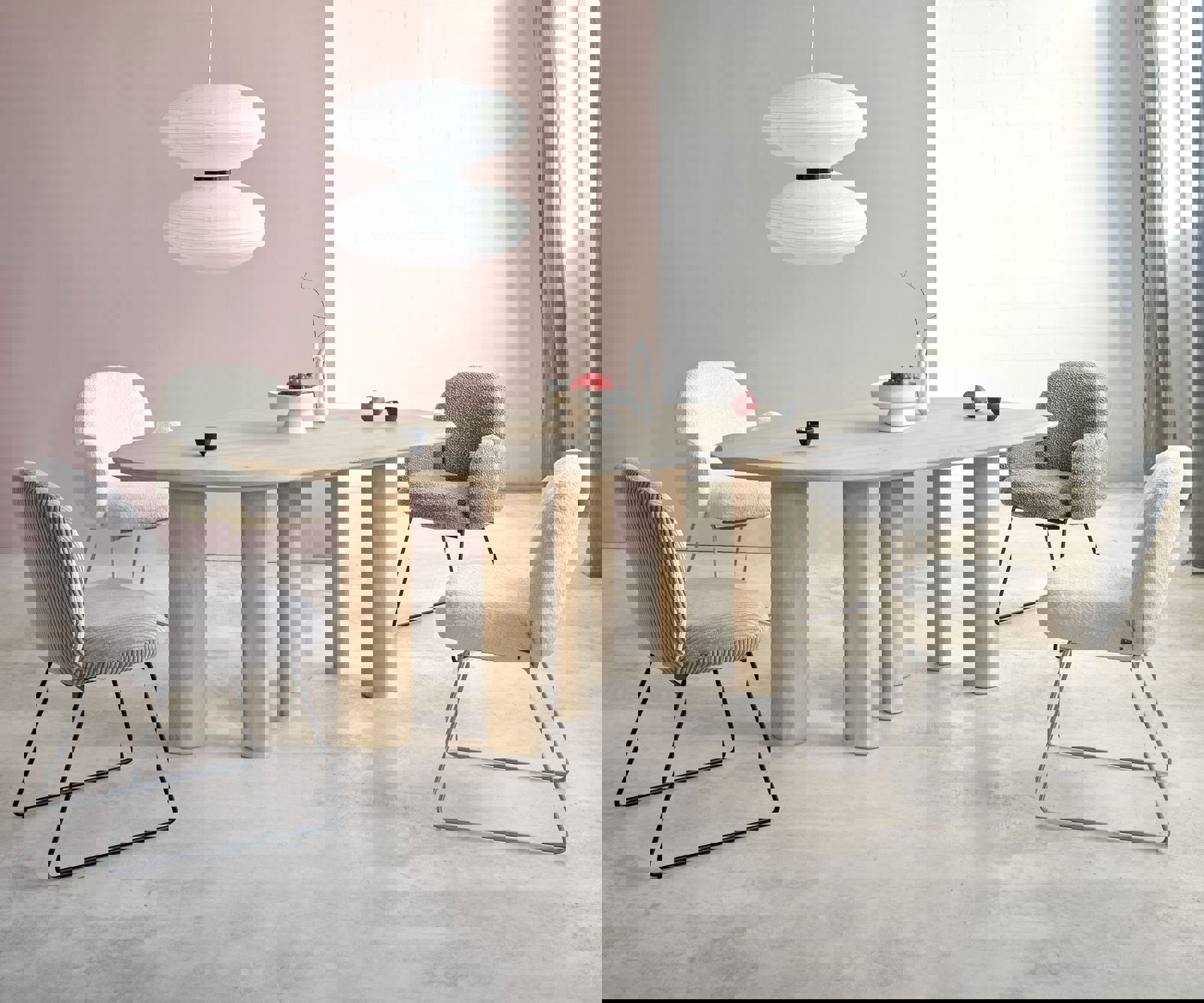 Esszimmerstuhl Nube-Flex mit Armlehnen Bouclé Silbergrau Kufengestell Schwarz Taschenfederkern 5 Esszimmerstuhl Nube-Flex mit Armlehnen Bouclé Silbergrau Kufengestell Schwarz Taschenfederkern 5