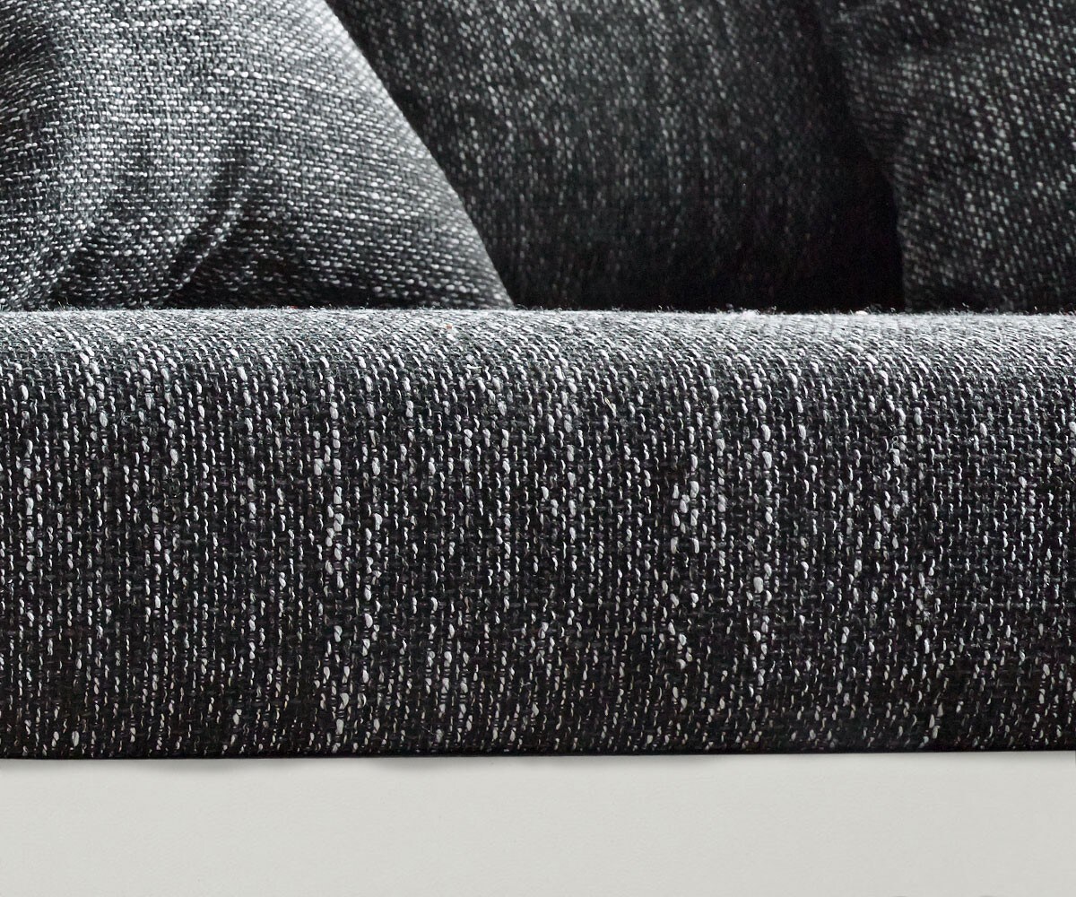 Canapé Panoramique Clovis XXL blanc noir pouf gauche 4