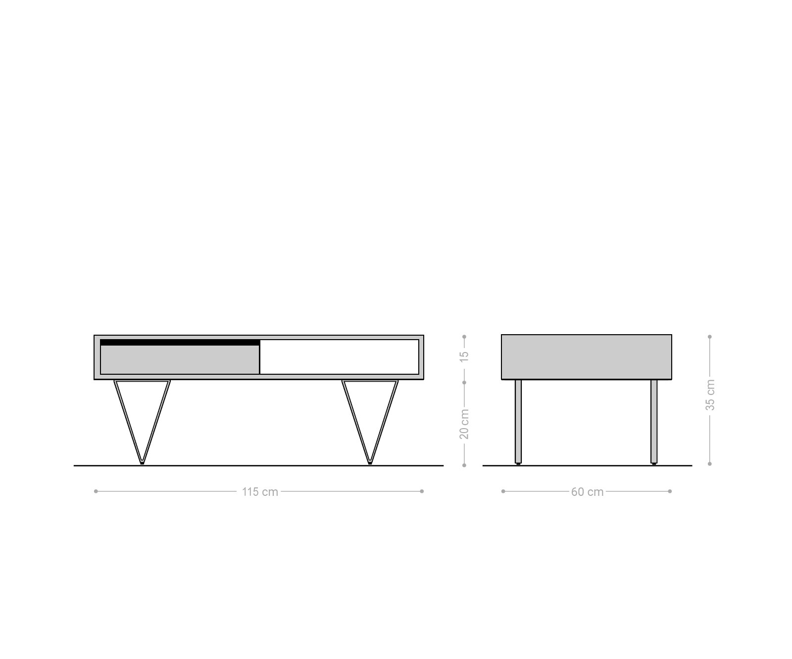 Table-basse Stonegrace 115x60x35 cm acacia naturel ardoise 2 tiroirs 1 compartiment 5