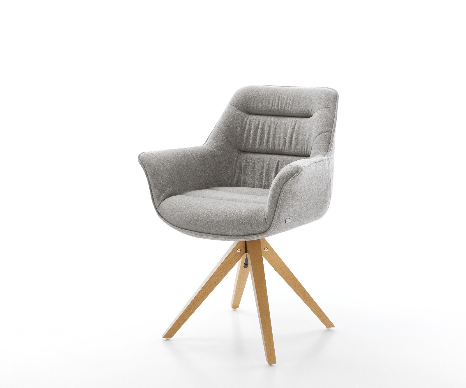 Drehstuhl Kaira-Flex Strukturstoff Soft Grau Holzgestell kantig Natur 180° drehbar