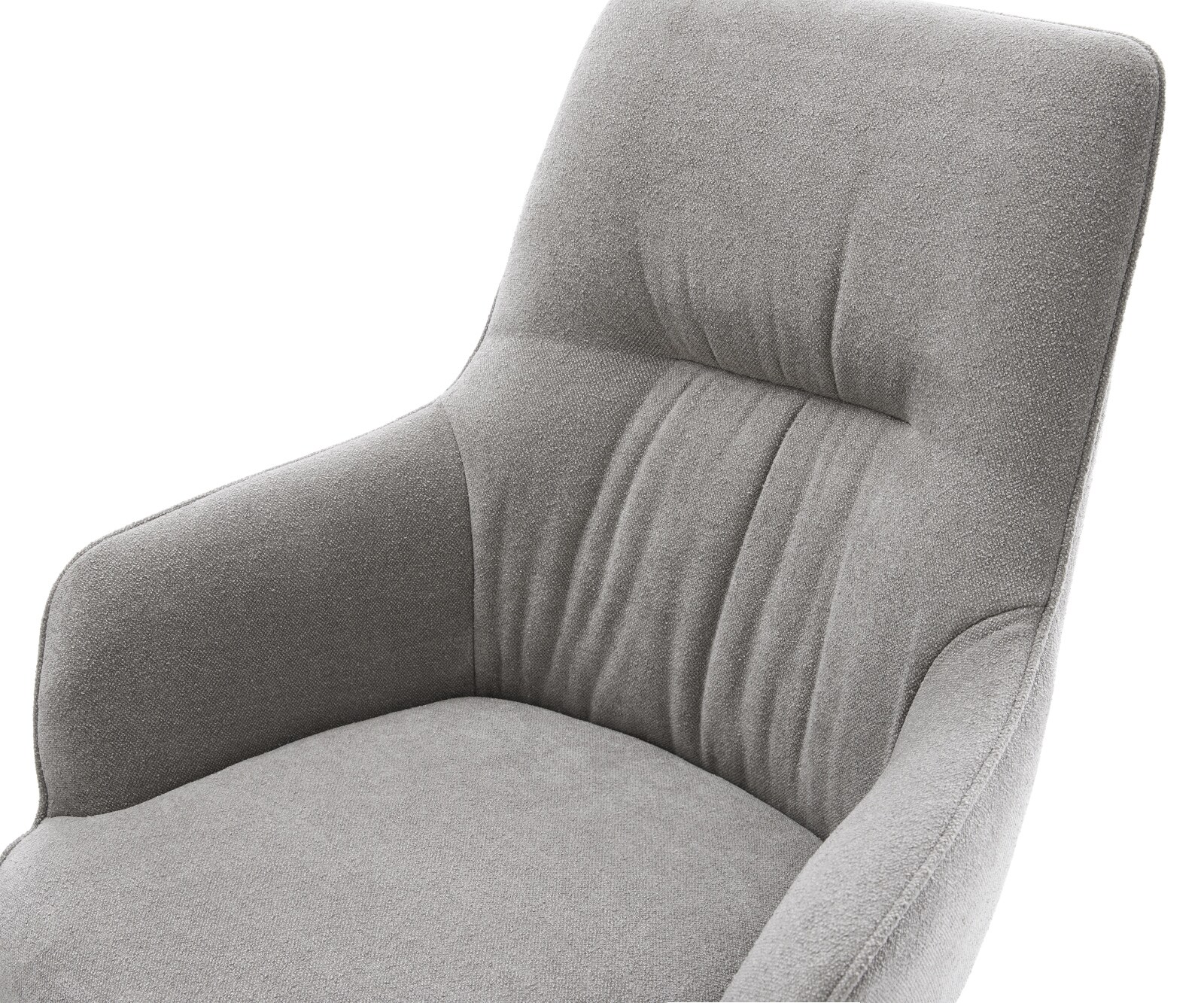 Chaise-pivotante Zelia-Flex avec accoudoirs tissu structuré doux gris pied de chaise 4 branches aspect titane pivotement sur 360° fonction bascule ressorts ensachés 3