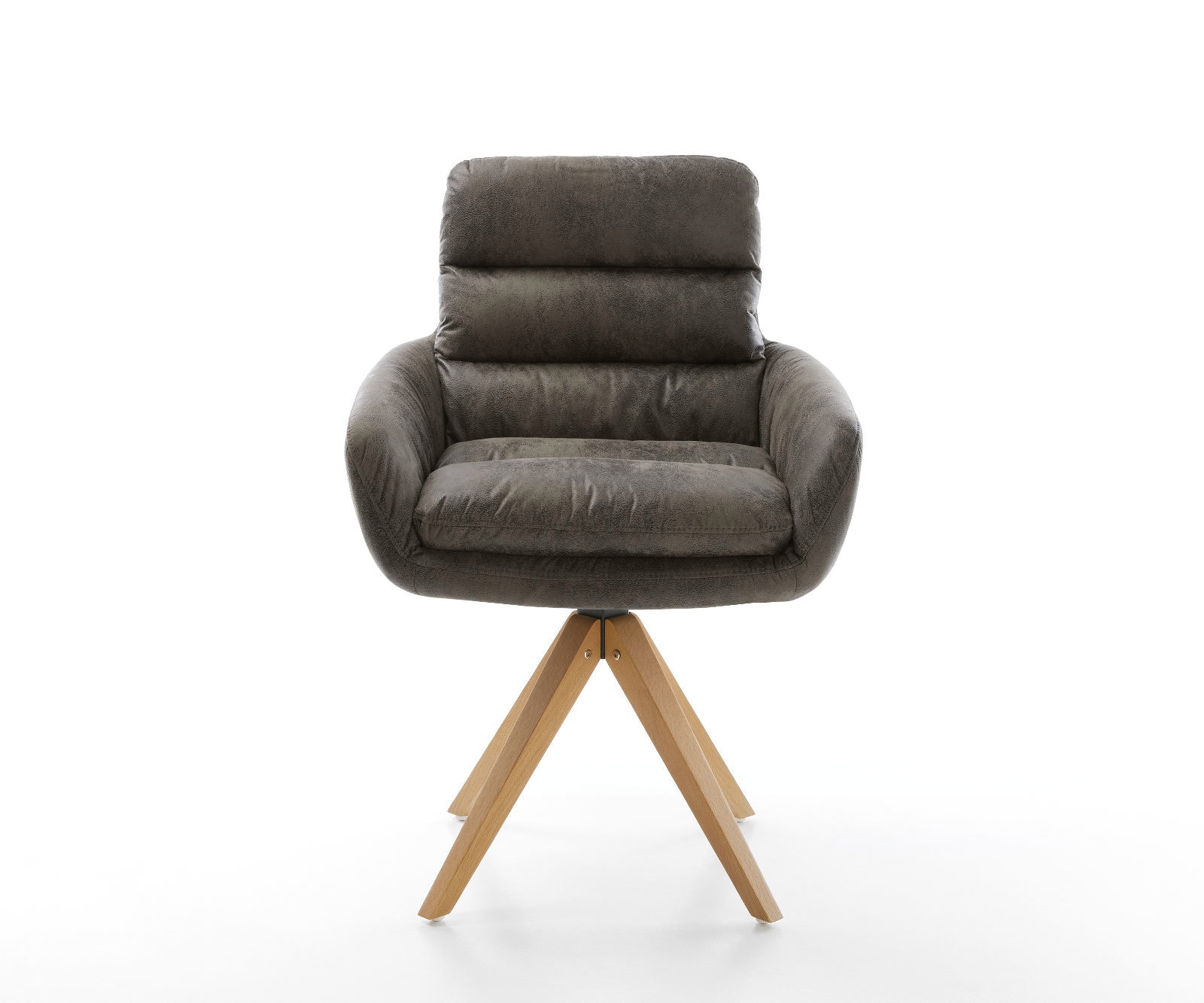 Esszimmerstuhl Abelia-Flex mit Armlehnen Mikrofaser Grau Antik Holzgestell kantig Natur 1 Esszimmerstuhl Abelia-Flex mit Armlehnen Mikrofaser Grau Antik Holzgestell kantig Natur 1