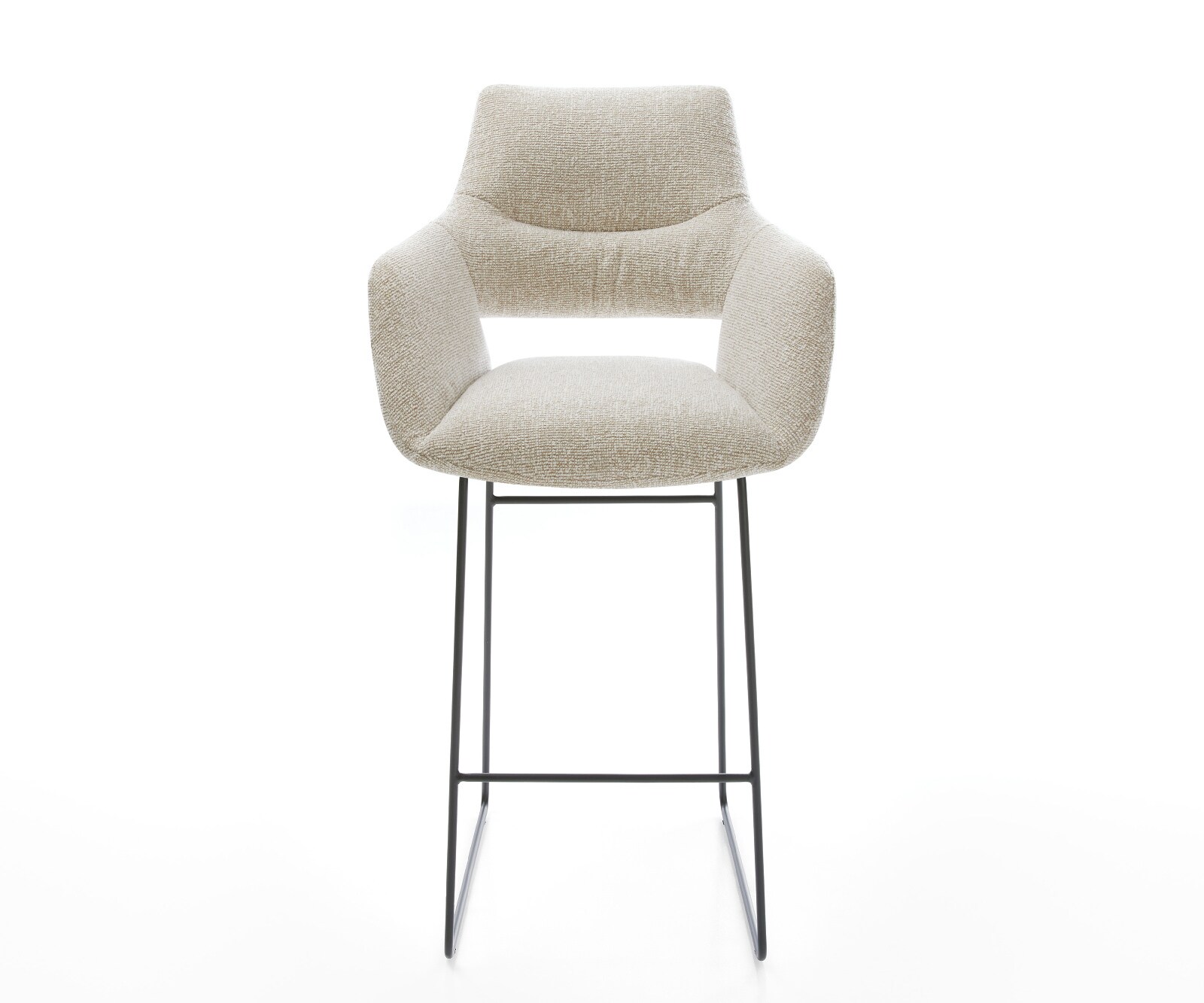 Chaise-de-bar Yago-Flex Tissu tissé doux Beige Pied trapèze noir Noir Ressort ensaché 1