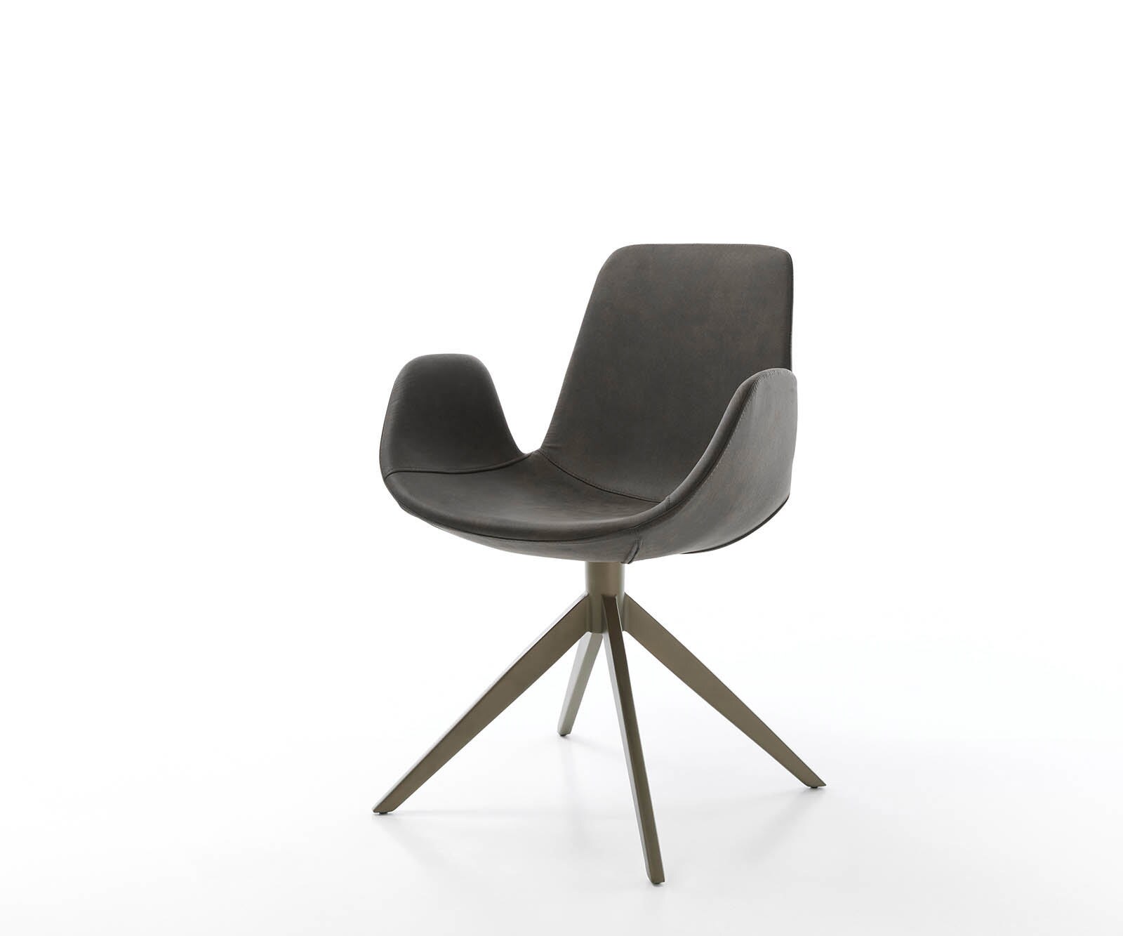 Drehstuhl Ilia-Flex mit Armlehnen Mikrofaser Anthrazit Vintage Kreuzgestell breit Effektfinish Titan 360° drehbar