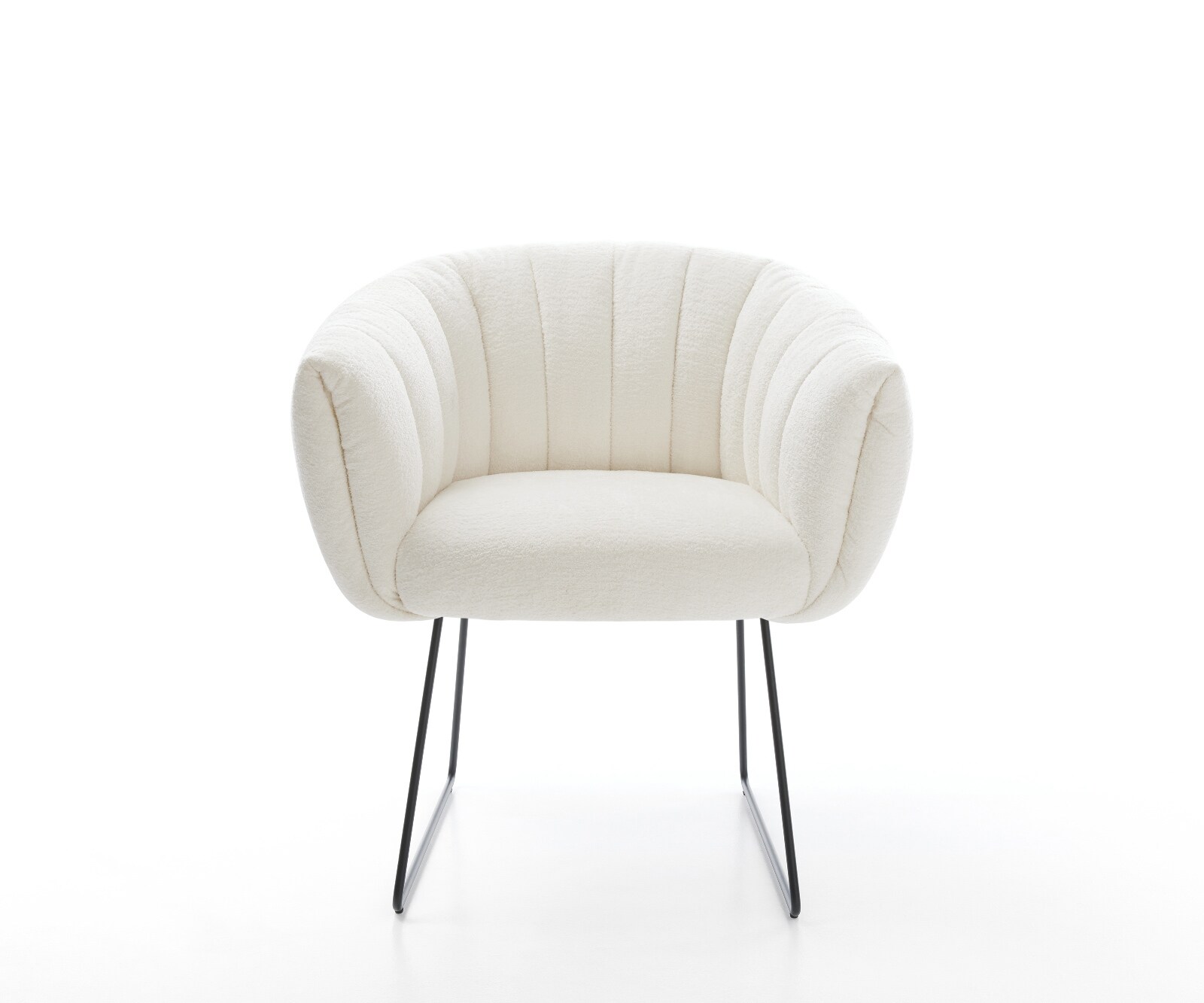 Esszimmerstuhl Jada-Flex Bouclé Soft Beige Kufengestell Schwarz Taschenfederkern 2