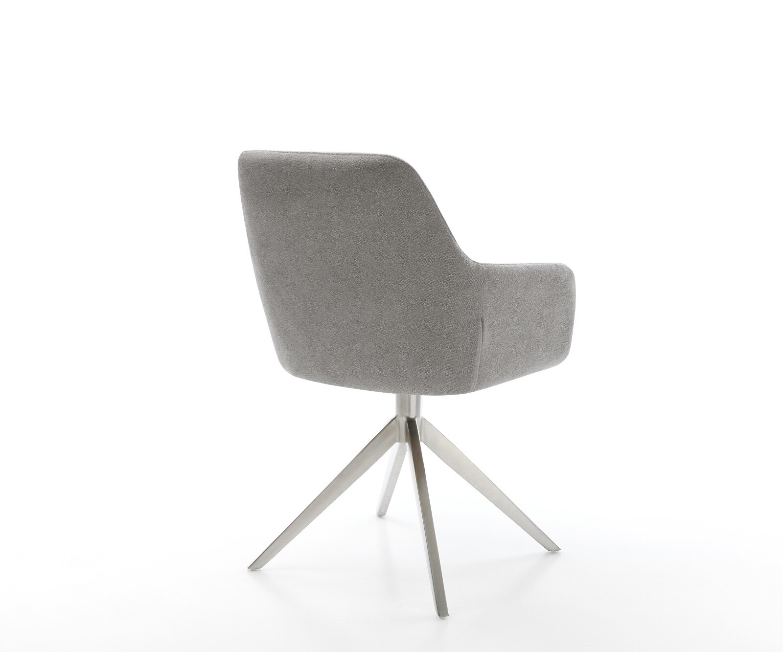 Drehstuhl Pejo-Flex Strukturstoff Soft Grau Kreuzgestell breit Edelstahl 360° drehbar Taschenfederkern 4