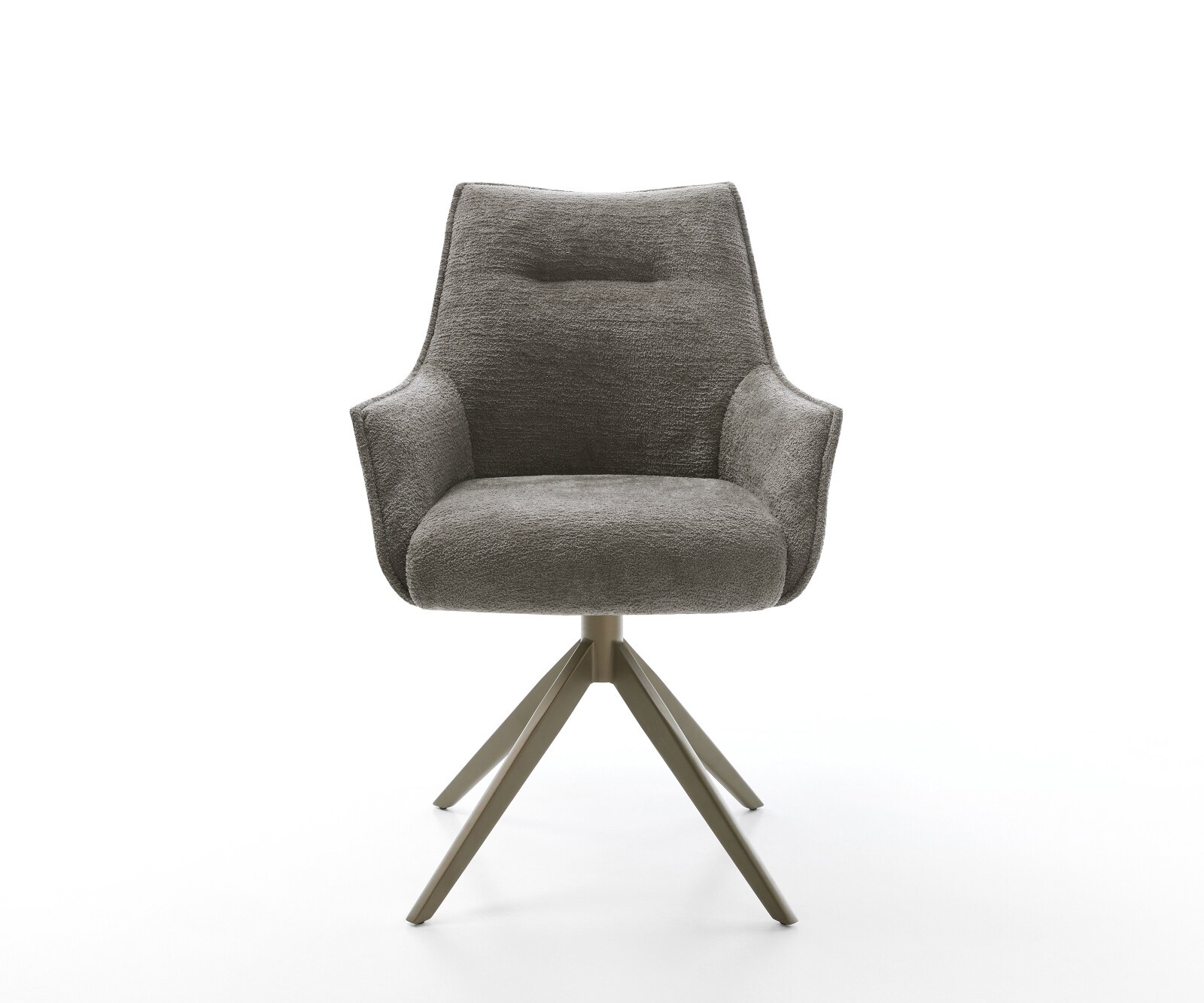 Drehstuhl Alja-Flex mit Armlehnen Bouclé Soft Schlamm Kreuzgestell breit Effektfinish Titan 360° drehbar Wippfunktion Taschenfederkern 2