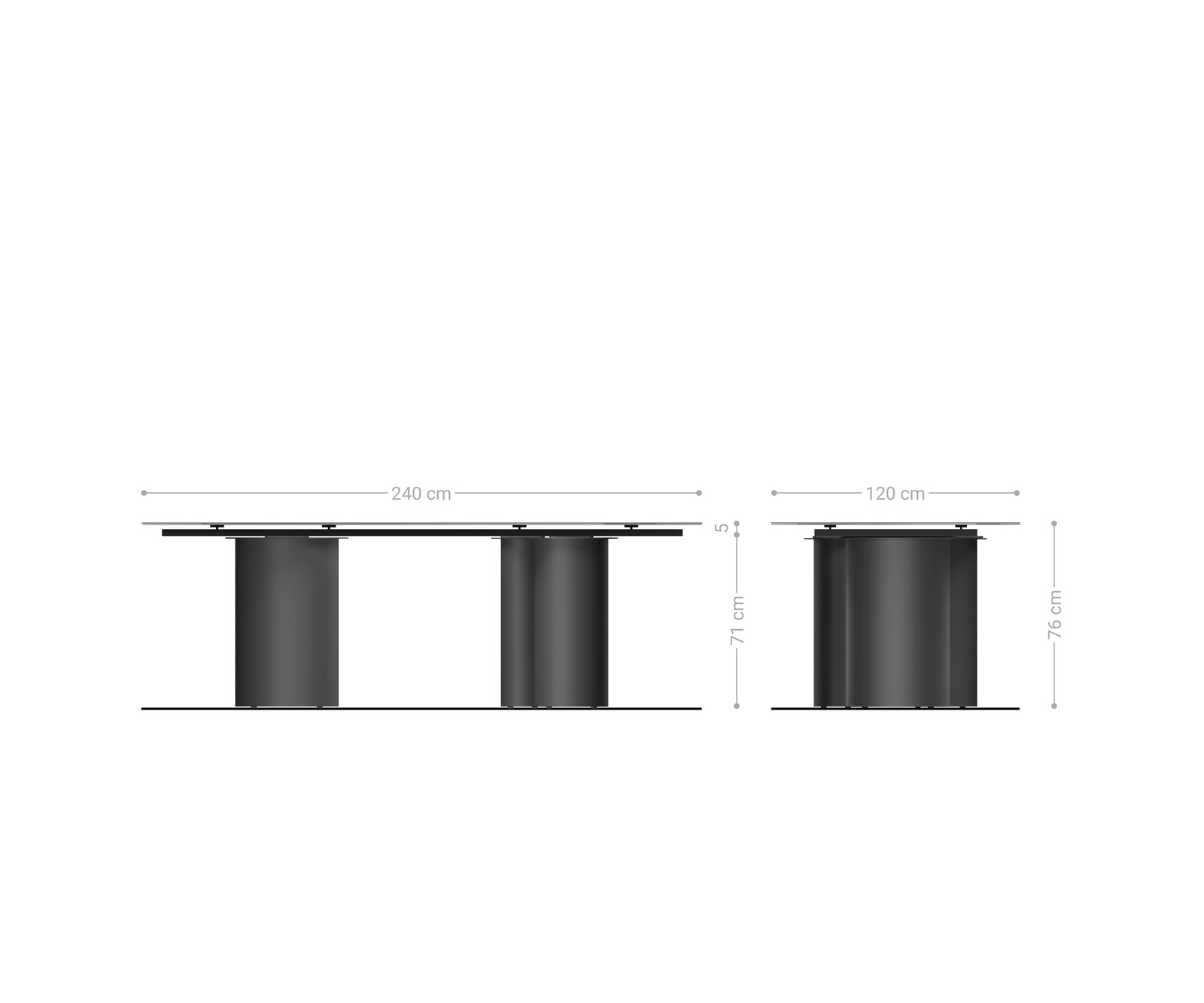 Esstisch Edge Boot 240x120 Keramik Emperador Extra Lucidato Dunkelbraun Troa Metall Effektfinish Titan 7